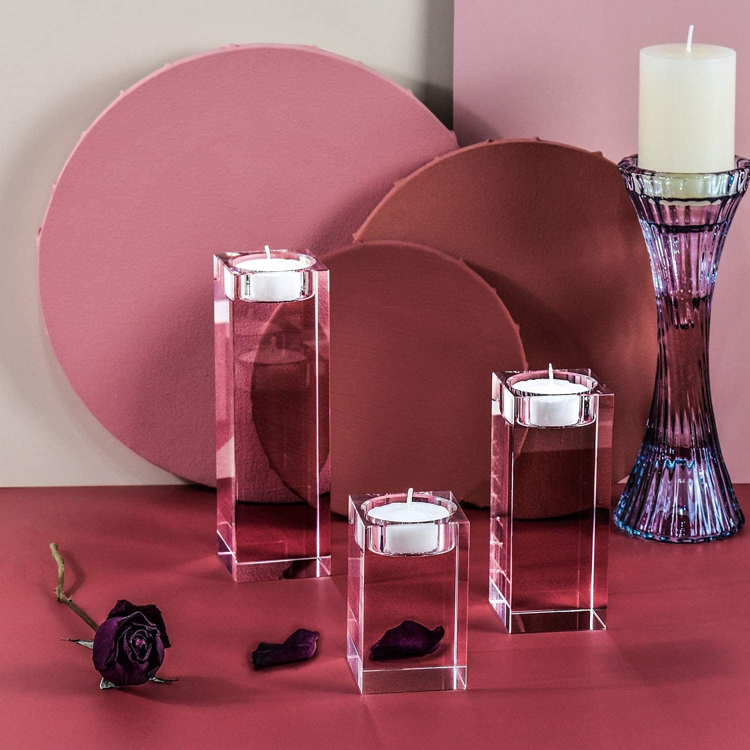 Stylish Crystal Candle Holders Set for Your Home or Wedding
