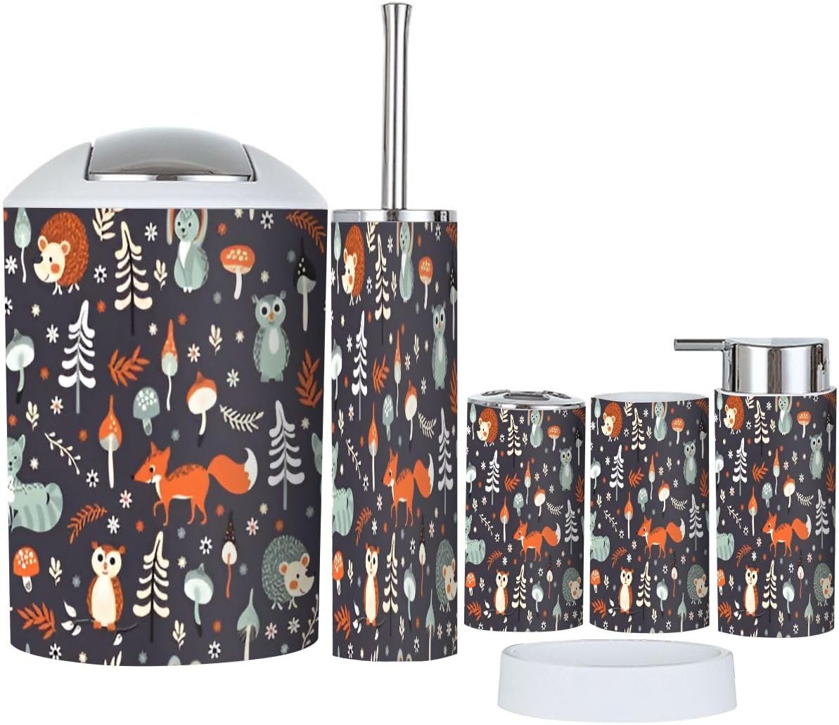 JBNJANKDAV Elegant 6-Piece bathroom Accessories Set for Kids Dark Blue