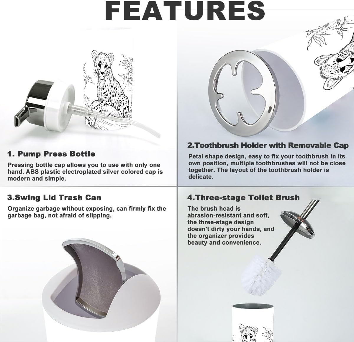 Bathroom Accessories Set Durable Storage for Soaps Toothbrush More