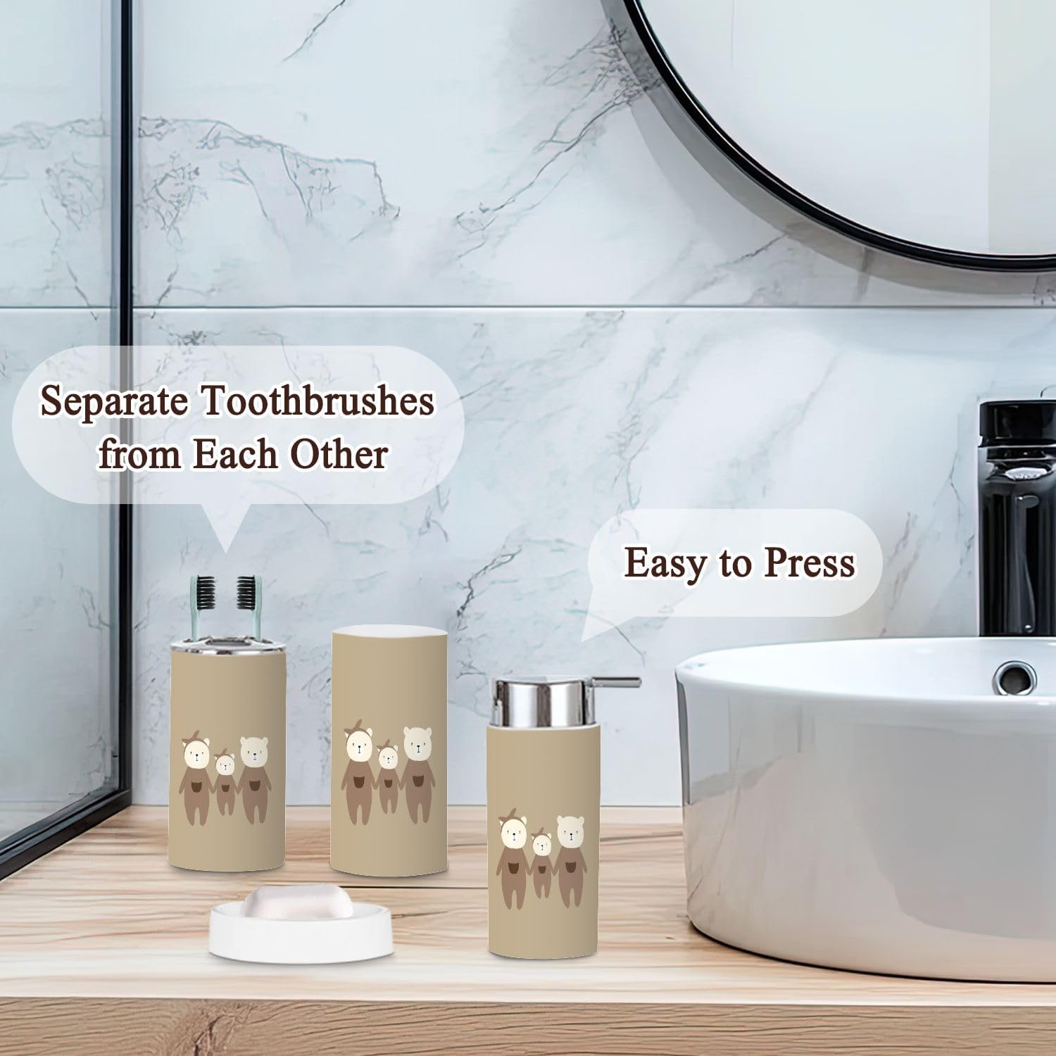 Bathroom Accessories Set 6 Pcs Modern Durable Storage