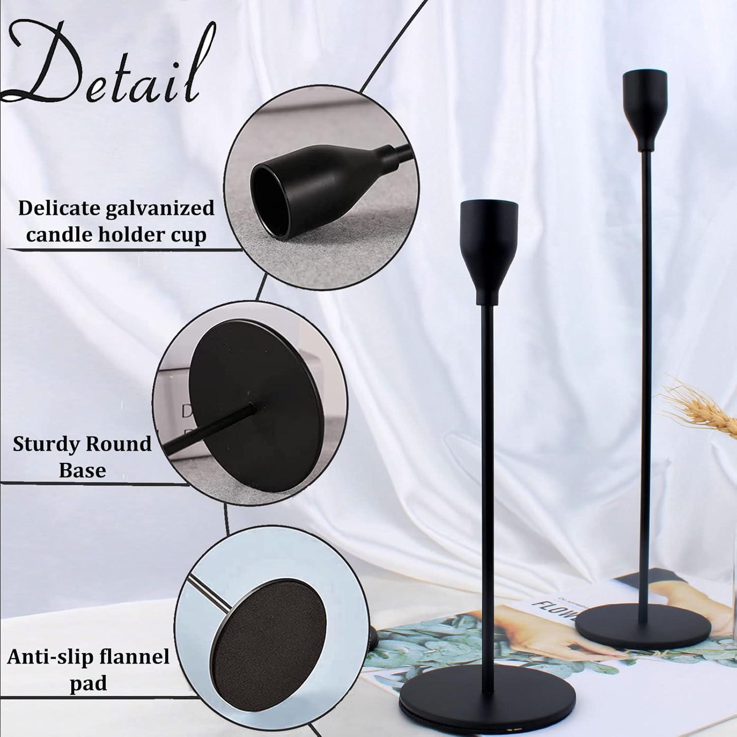 Matte Black Candlestick Holders Set of 6 for Wedding Party Use