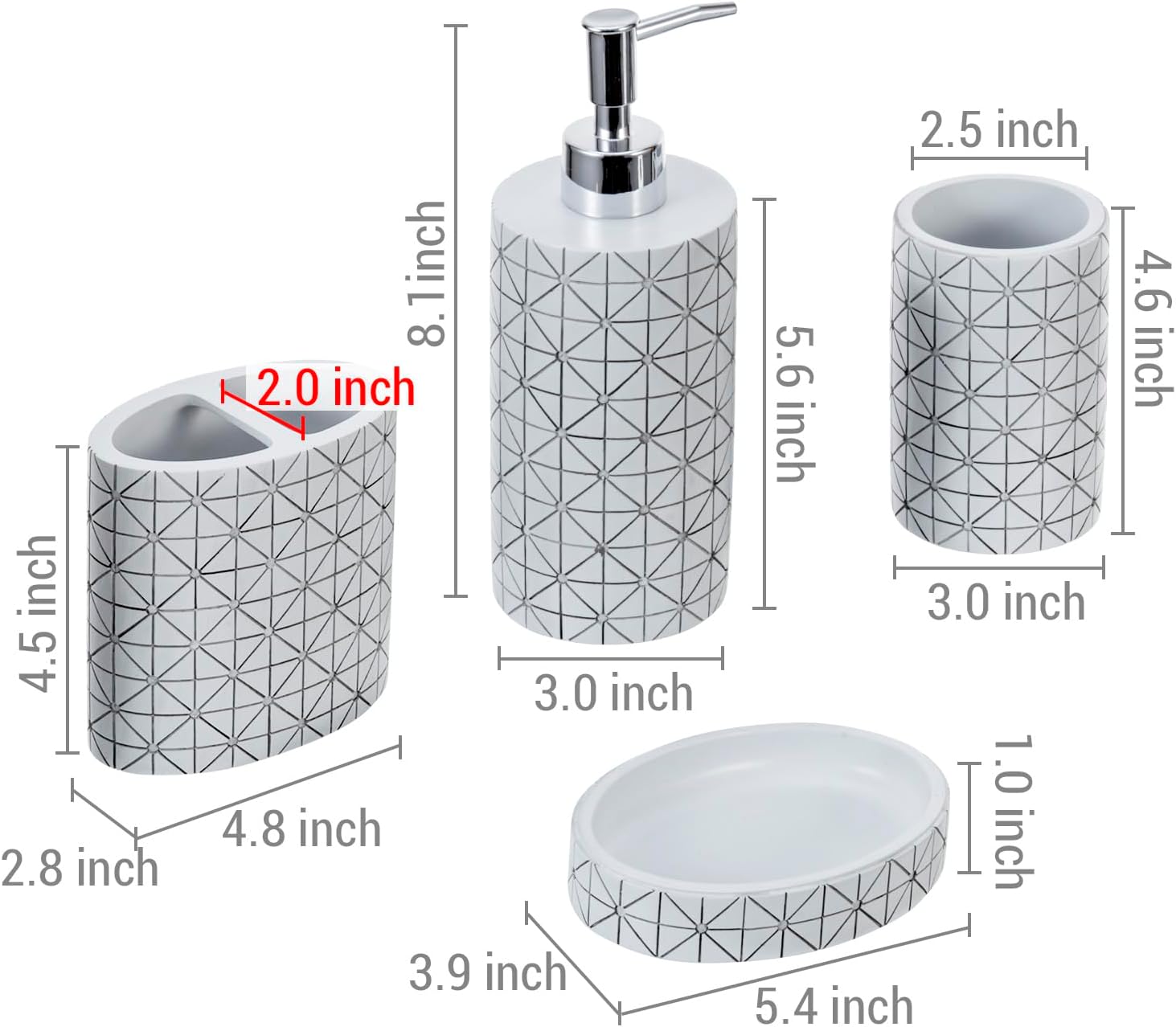 MyGift Modern Geometric Design Set for the Bathroom