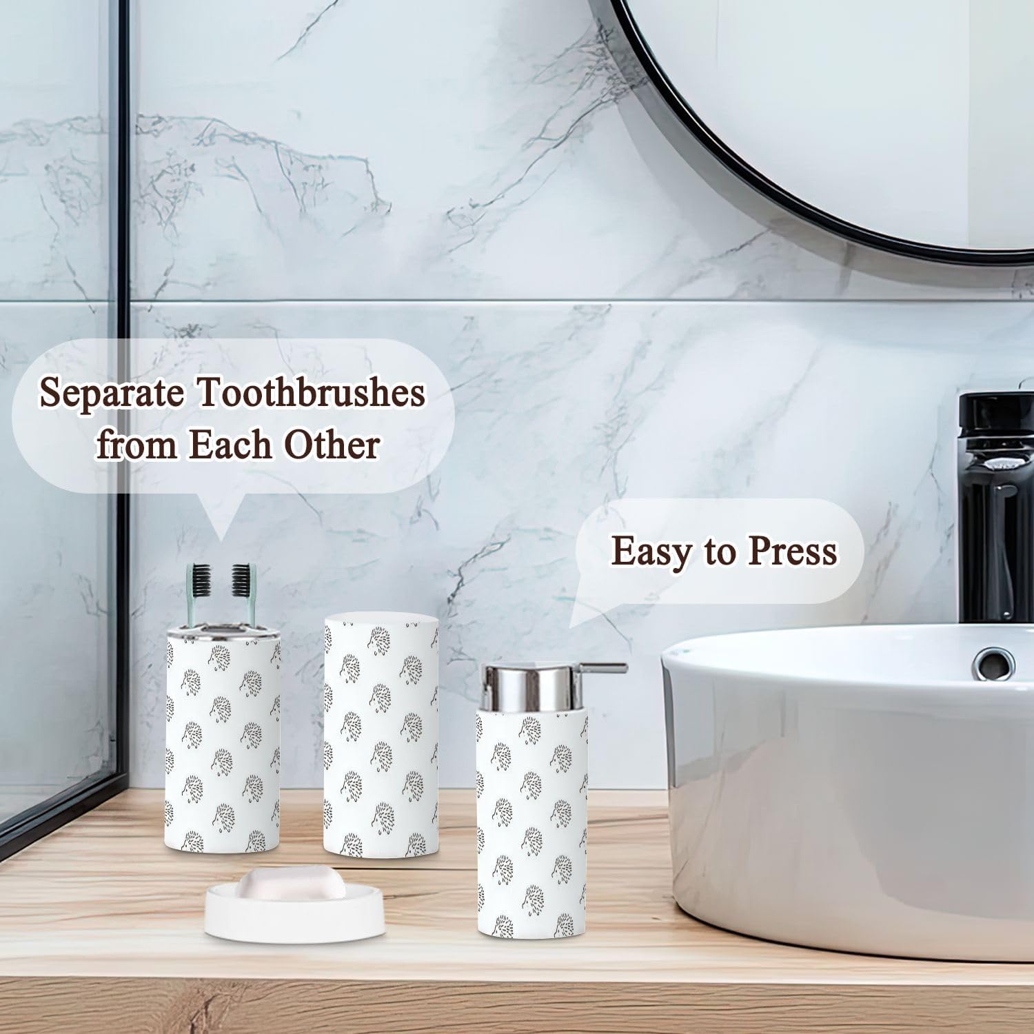 Hedgehog Style 6 Piece Bathroom Accessory Set