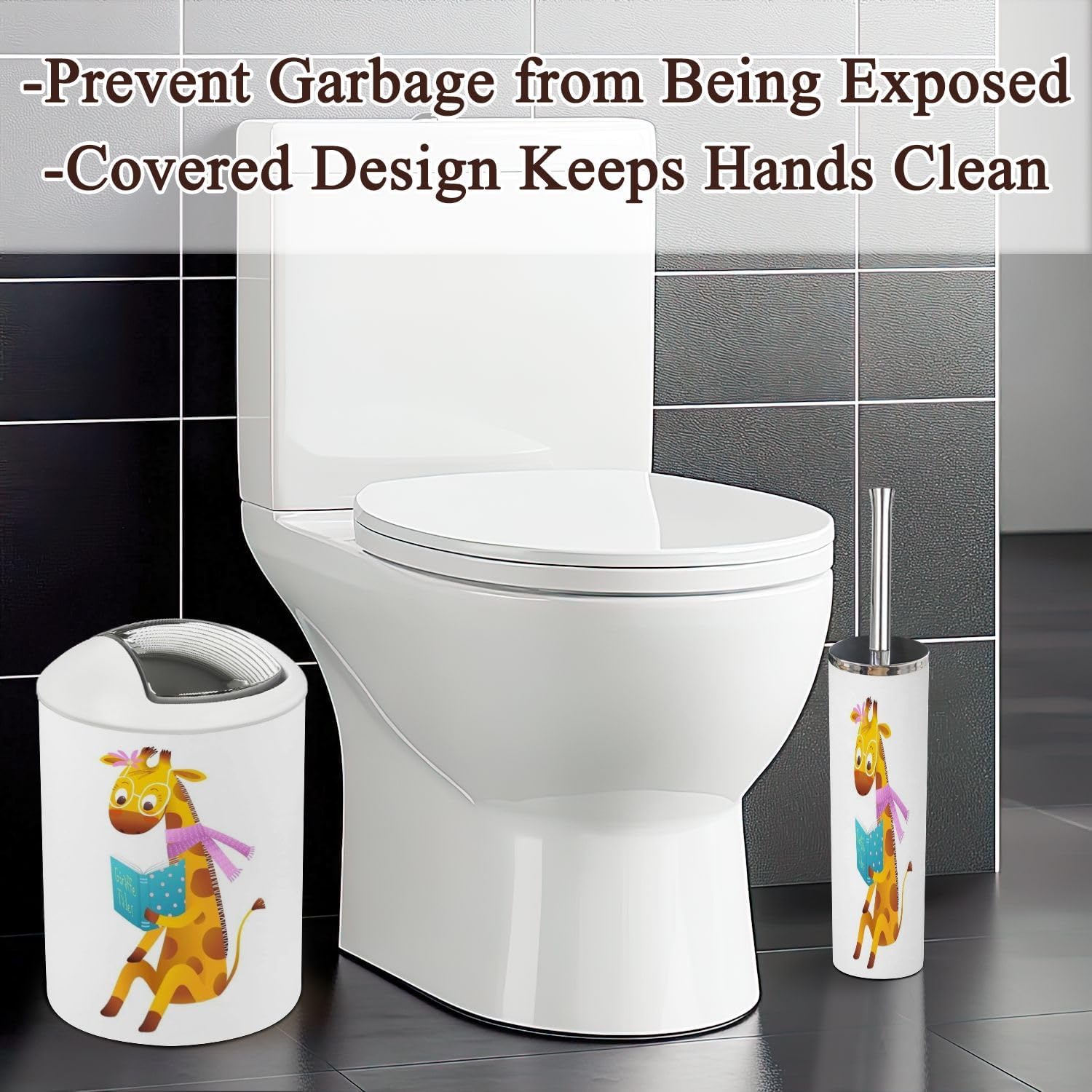 6-Piece Bathroom Accessories Set for Kids Cute Giraffe-themed