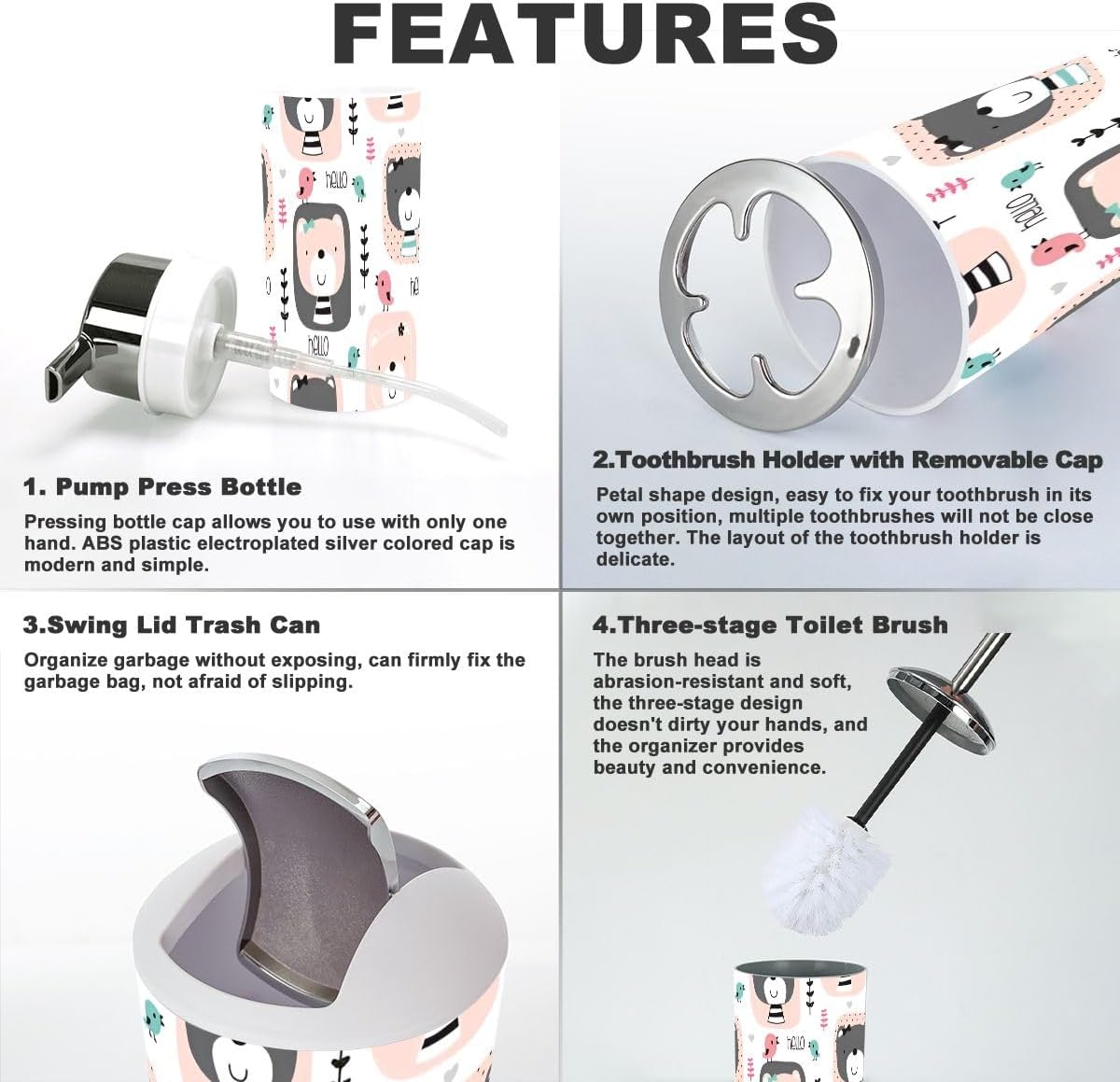 Bathroom Accessories Set 6 Pcs Modern Style