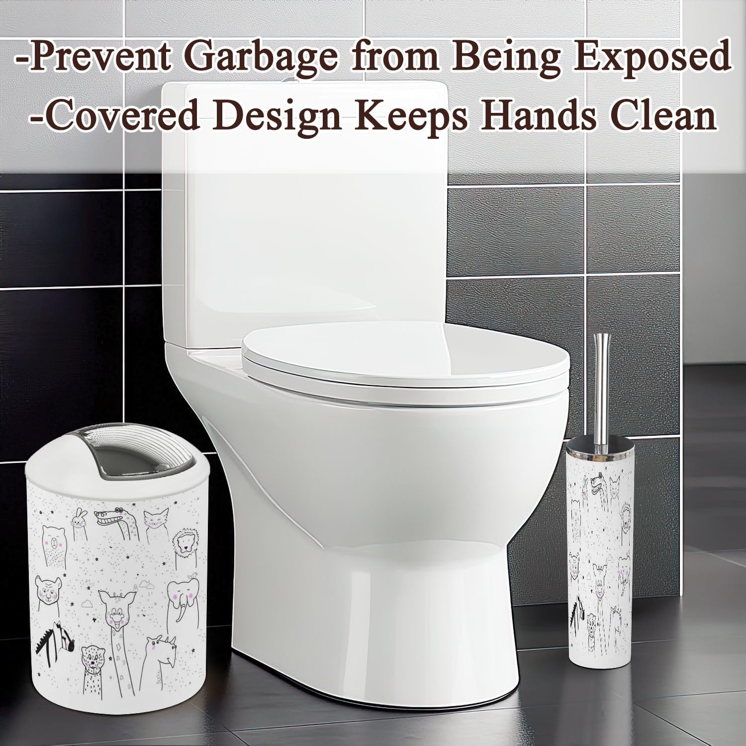 JBNJANKDAV Animal Cartoon Bathroom Accessories Set Durable Cute for Kids Adults