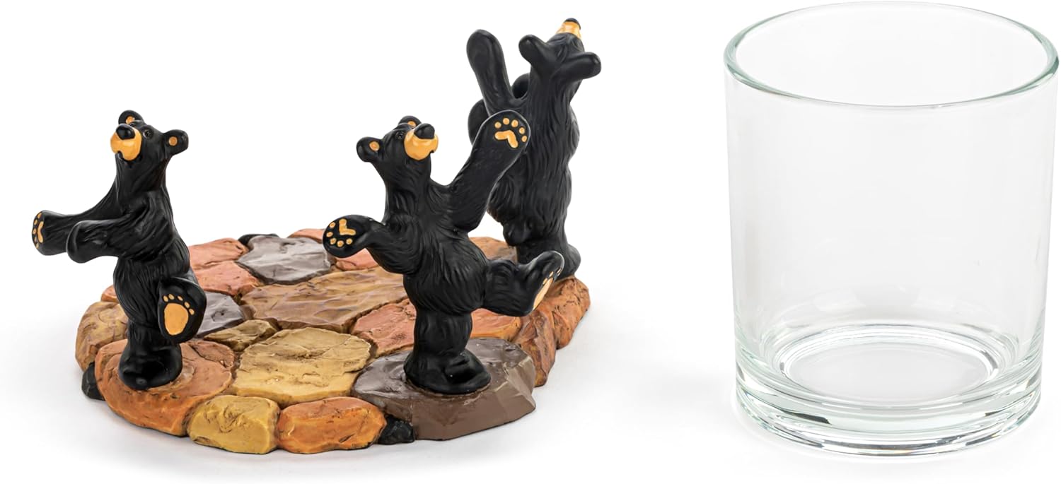 Hand Cast Resin Black Bear Vancouver Moon Dance Table Top Votive Candle Holder