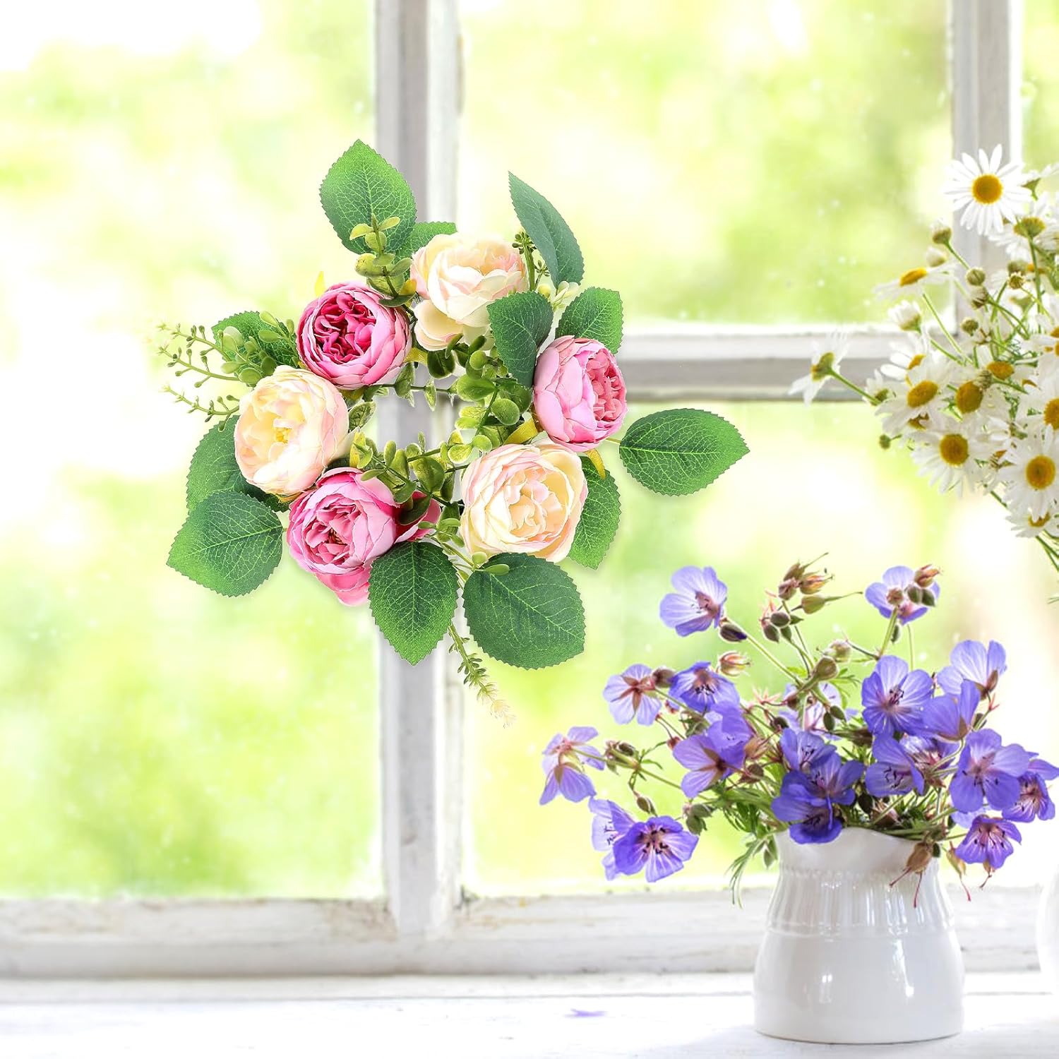 Charming Small Peony Candle Wreath