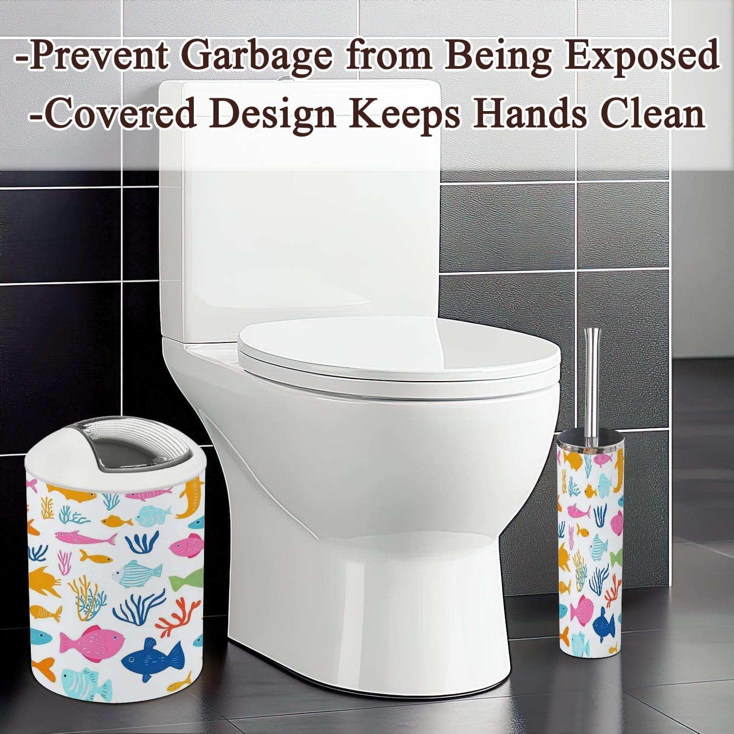 Bathroom Accessories Set 6PCS Kids Seamelike Pattern for
