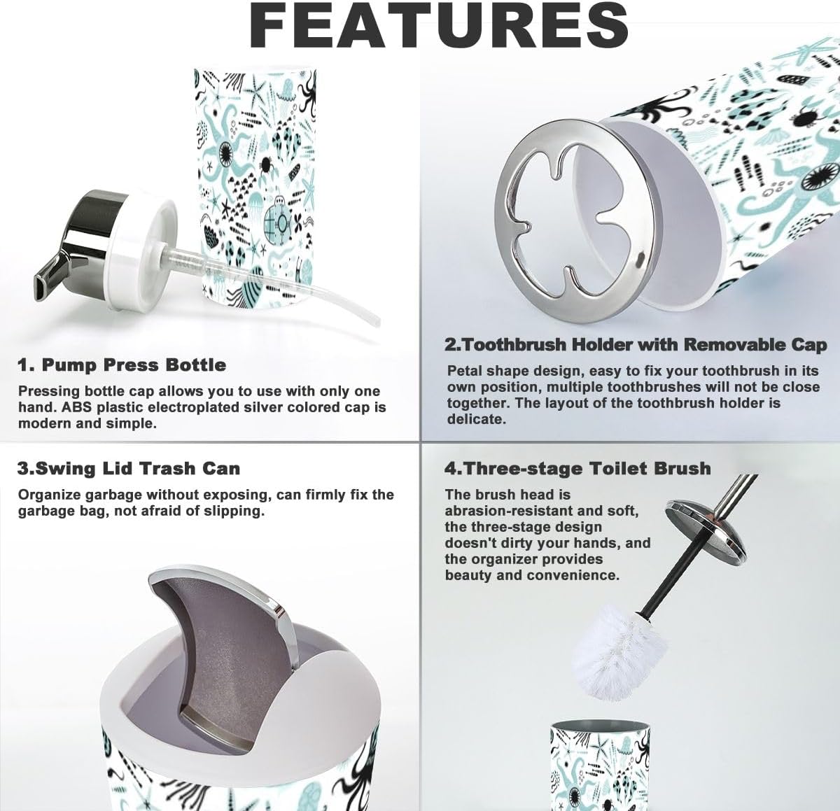 Bath Set 6 Pcs Trendy Baby Seamless Pattern