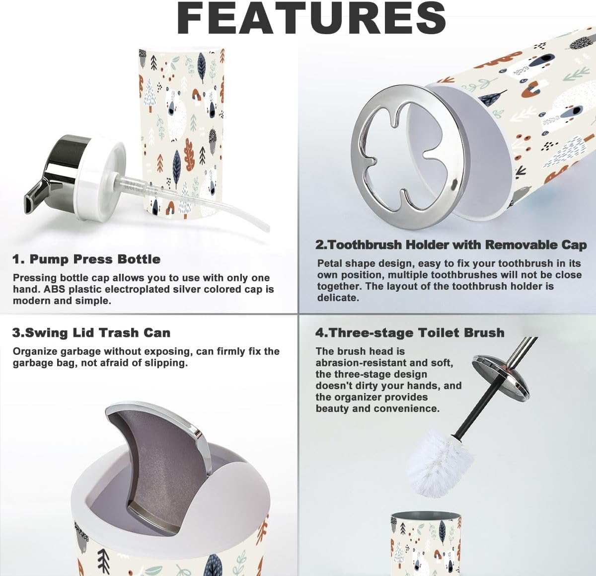 JBNJANKDAV - Creative Kids Bathroom Accessories Set 6 Pcs