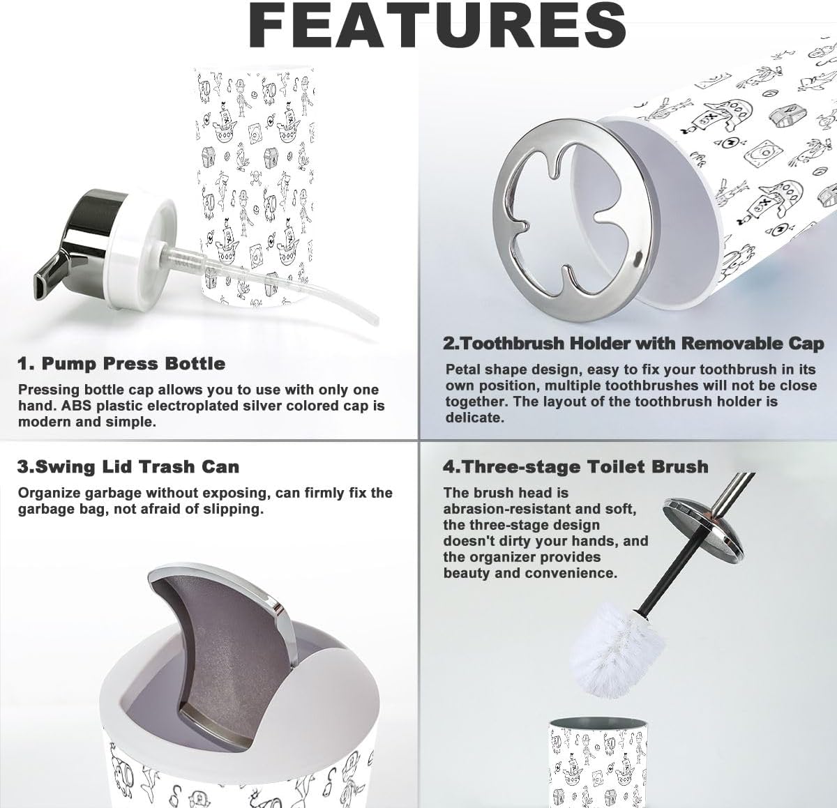 Cute Pirate Bathroom Accessories Set 6 Pcs