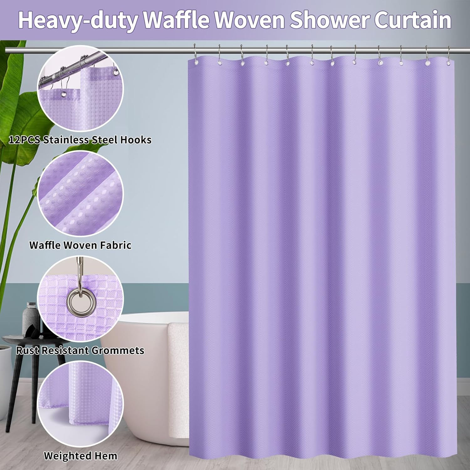 Luxury Plush Bath Mat Set with Absorbent Shower Curtain Rugs