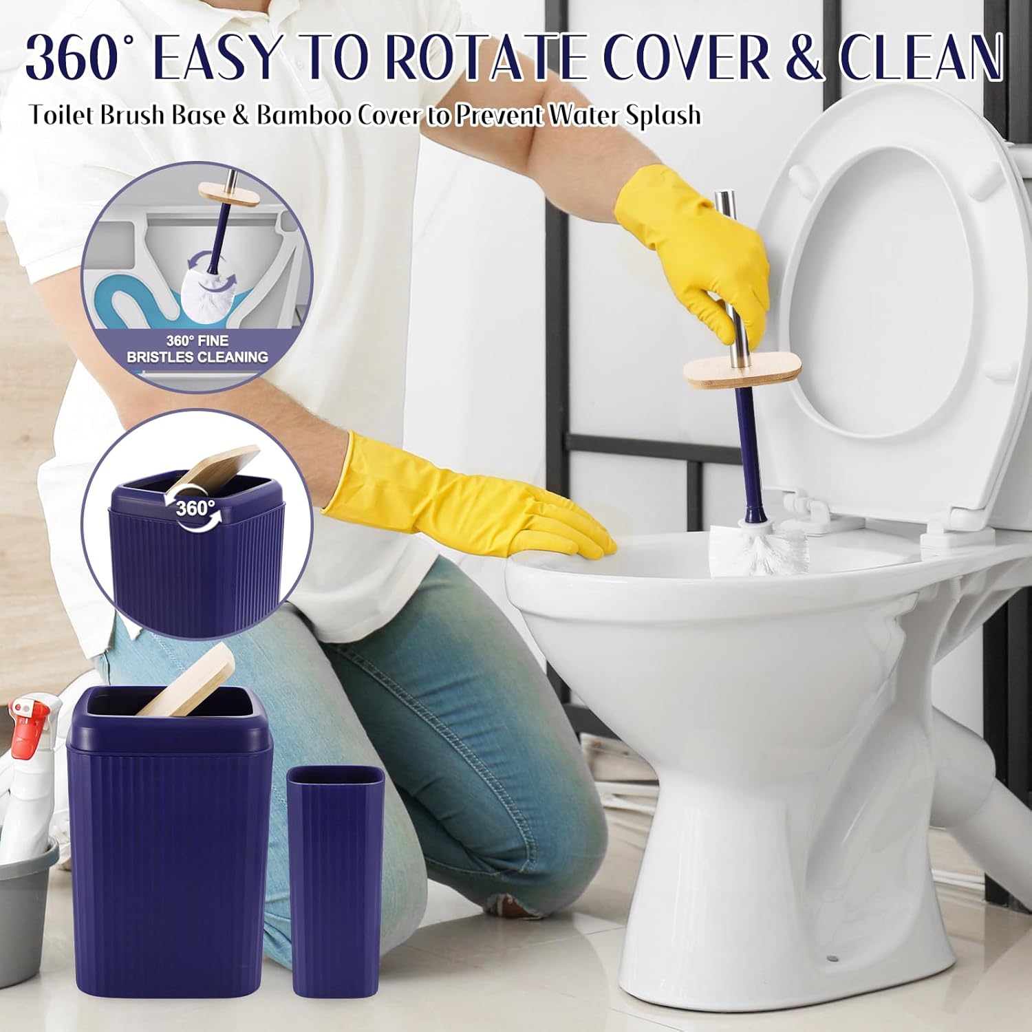 XLHOMO Navy Blue Bathroom Accessories Set 17PCS for Home Use