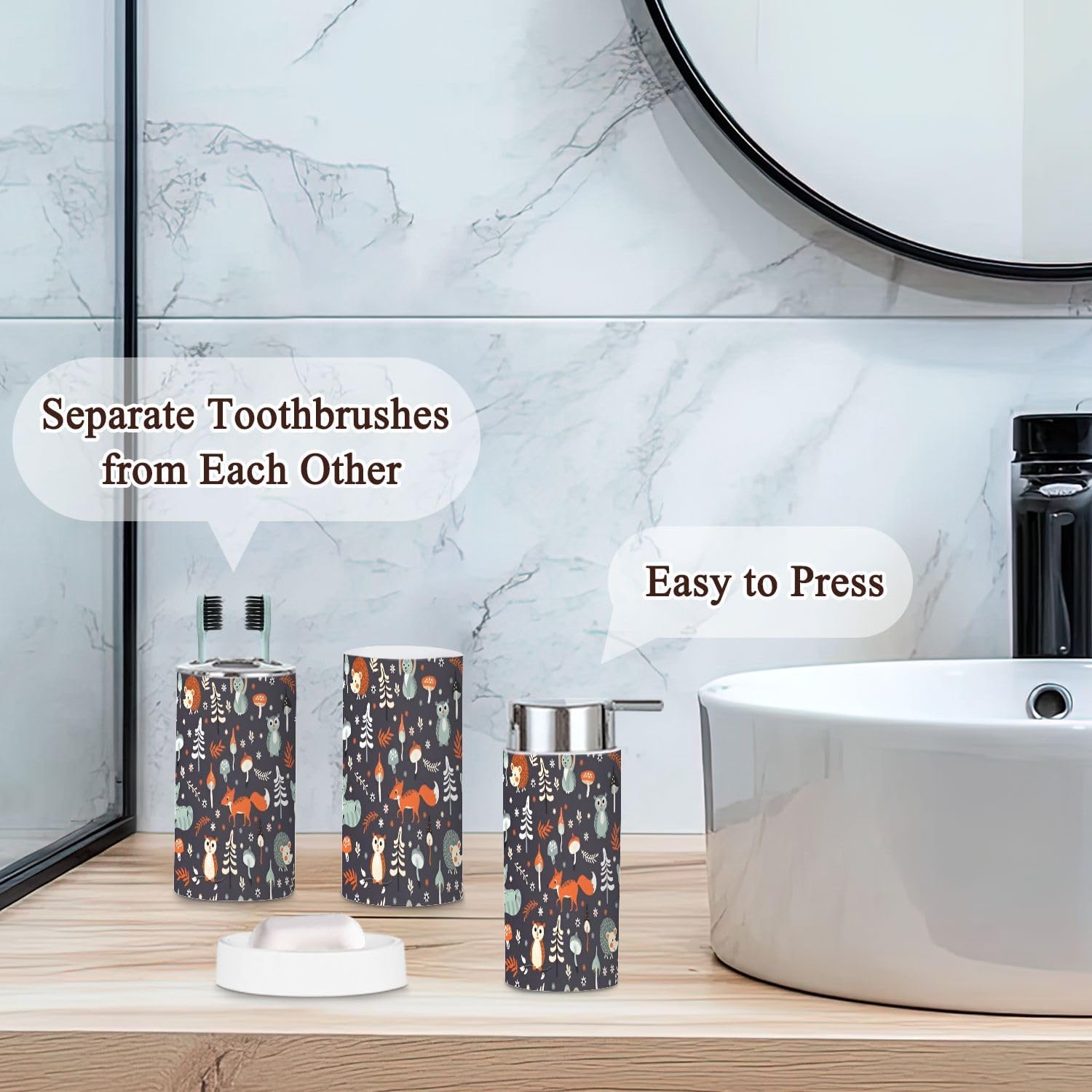 JBNJANKDAV Elegant 6-Piece bathroom Accessories Set for Kids Dark Blue