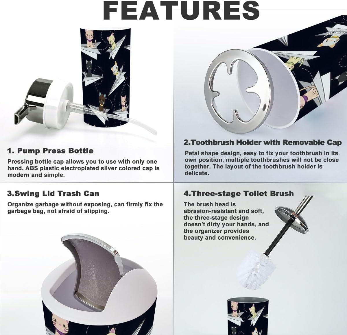 Cartoon Airplane 6-Piece Compact Bathroom Set