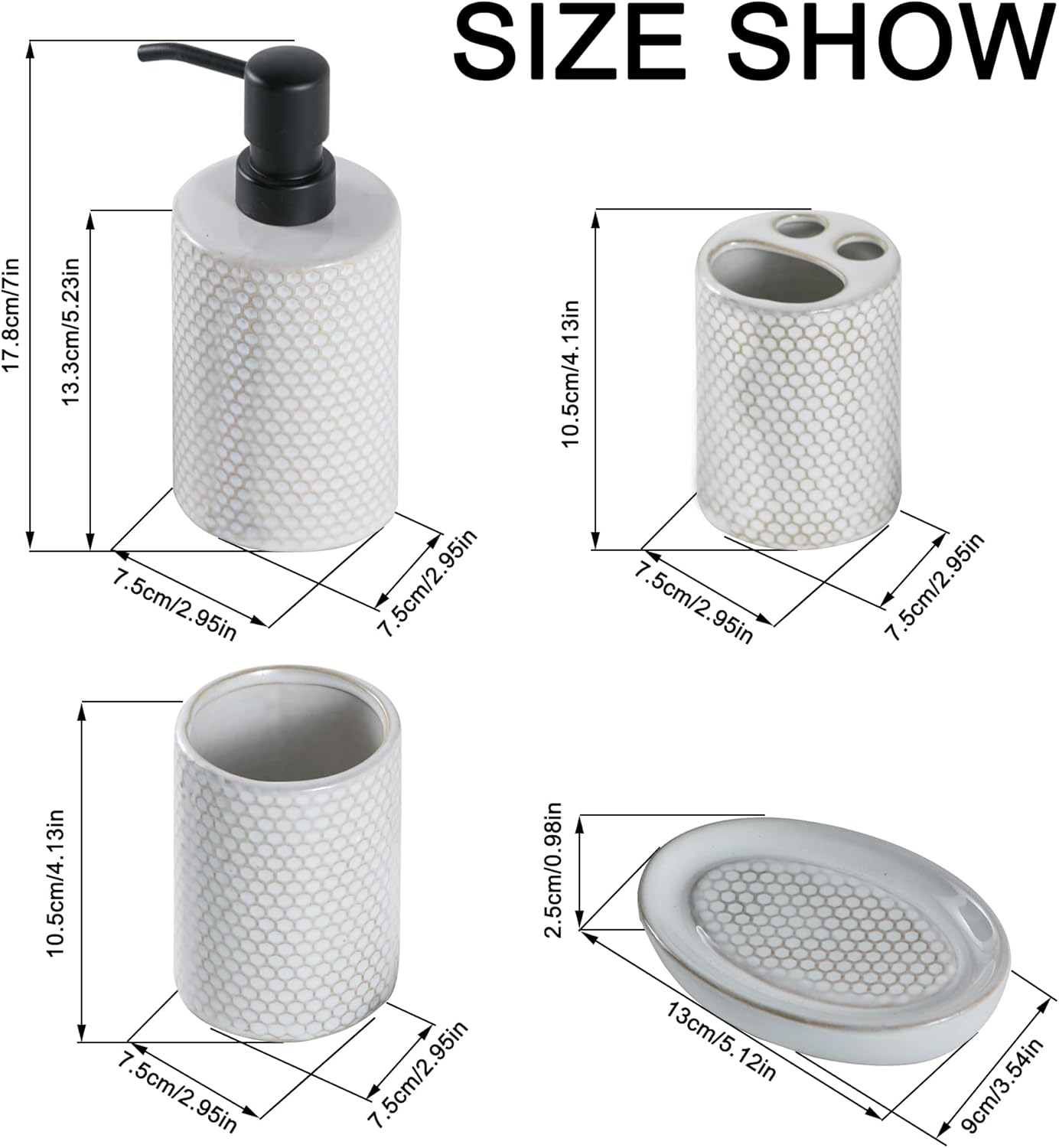 Complete 4-Piece Bathroom Set Honeycomb Design Modern Practical
