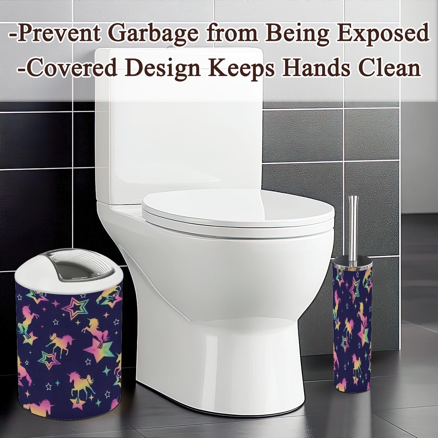 Sleek Durable 6-Piece Bathroom Accessory Set with Smooth Closure Holographic Design