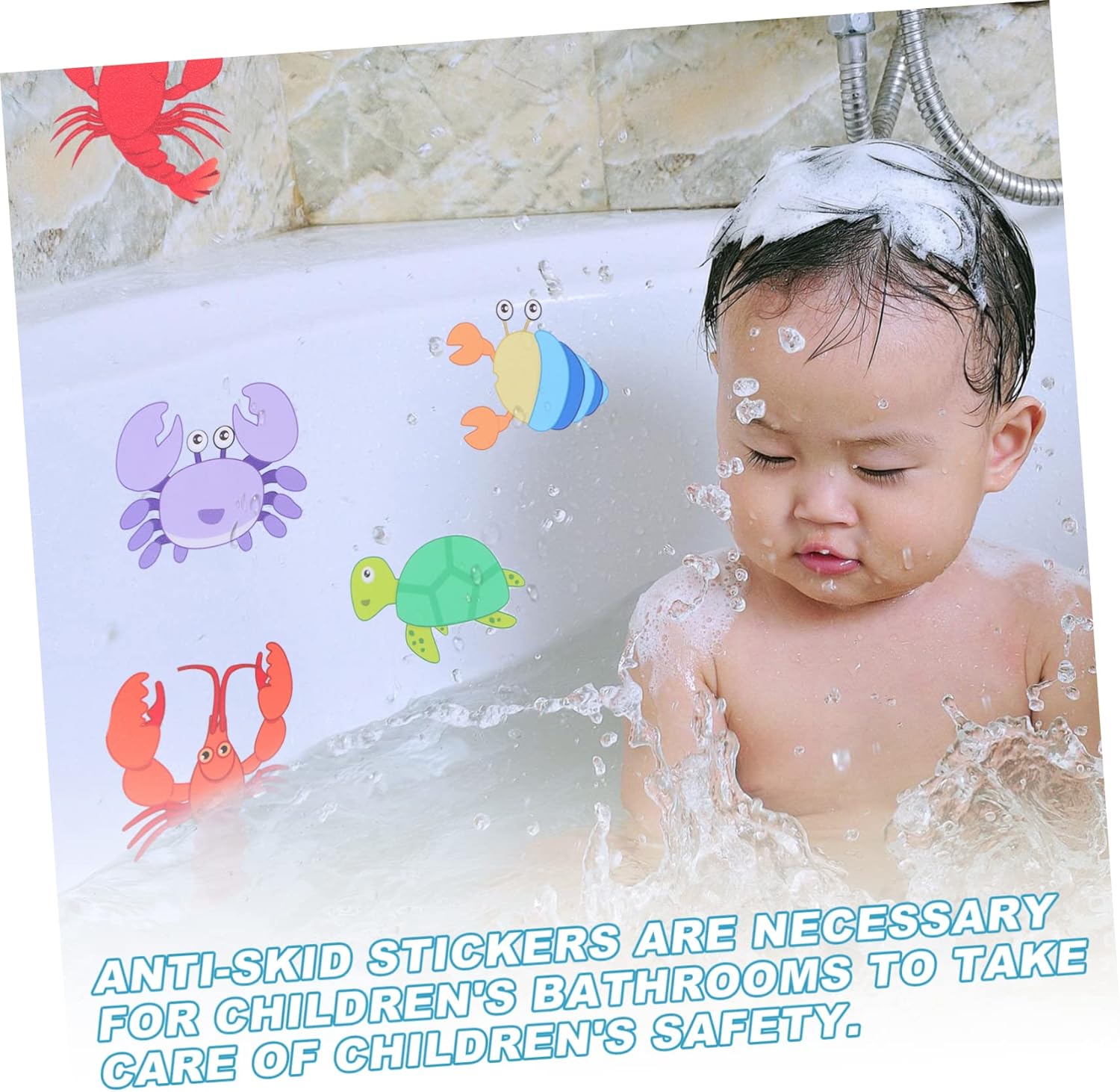 Zerodeko 10pcs Cartoon Non-Slip Shower Stickers for Bathroom