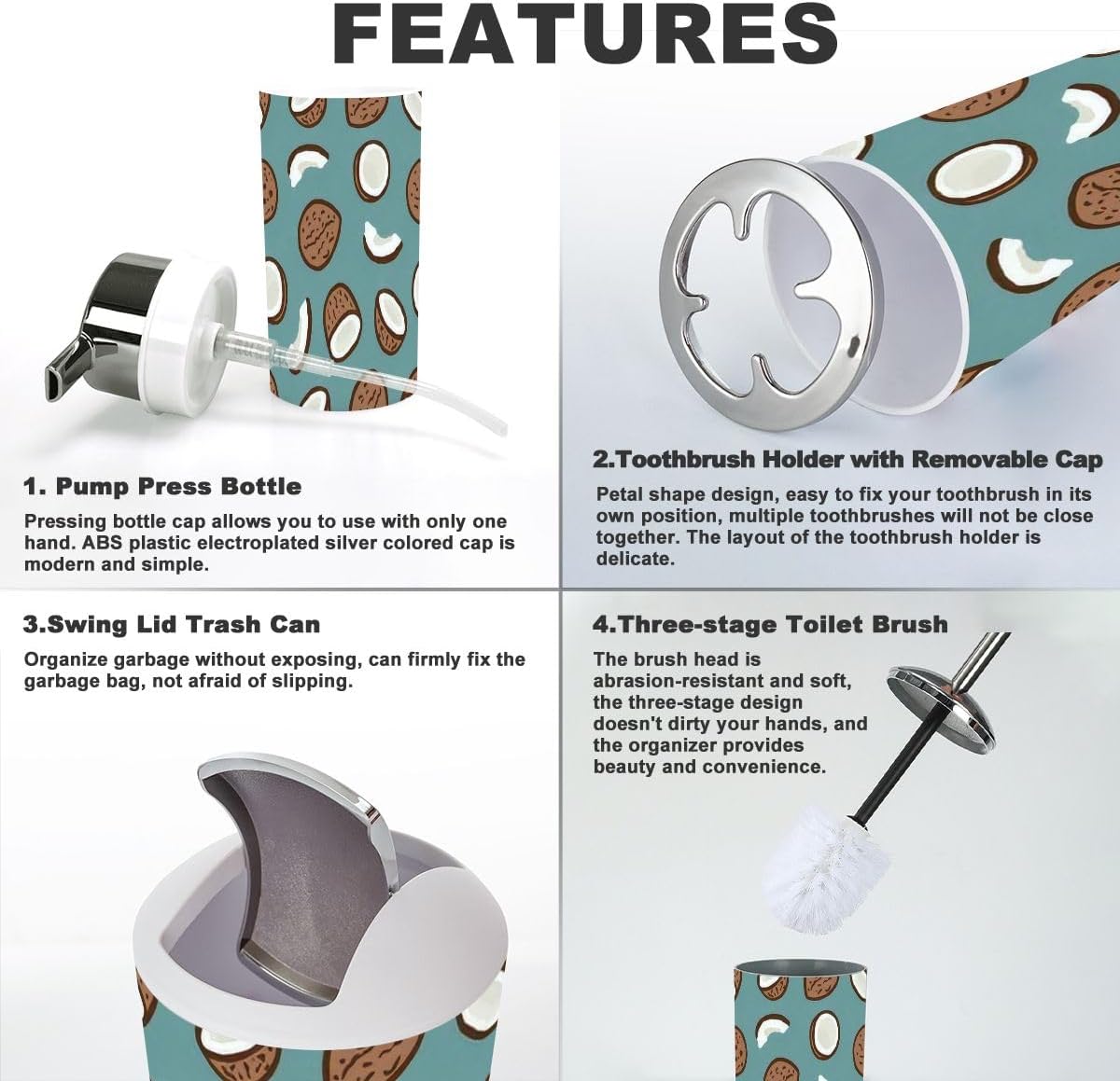 XNGJEMVWXO Relax Tropical Bathroom Accessories 6-Piece Set