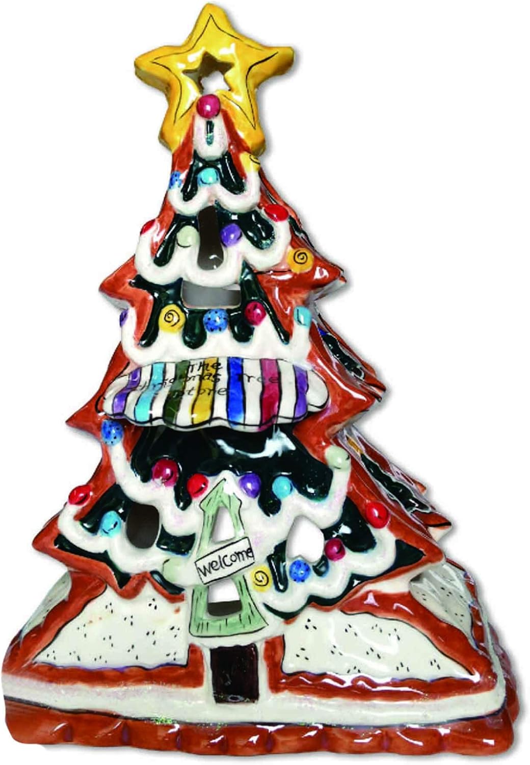 Multi-Piece Ceramic Gingerbread Tree Tealight Holder by Blue Sky Clayworks