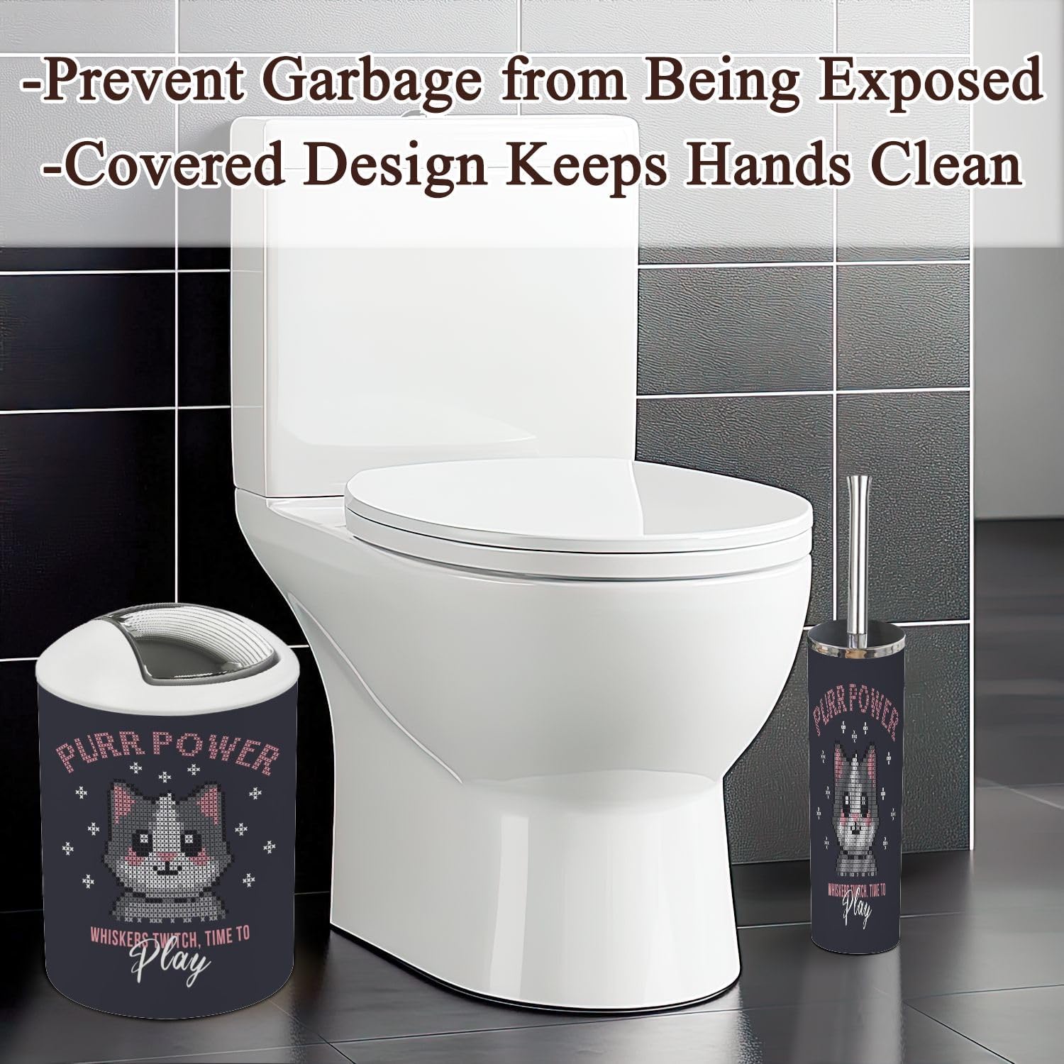 Stylish 6-Piece Cat-Themed Bathroom Set