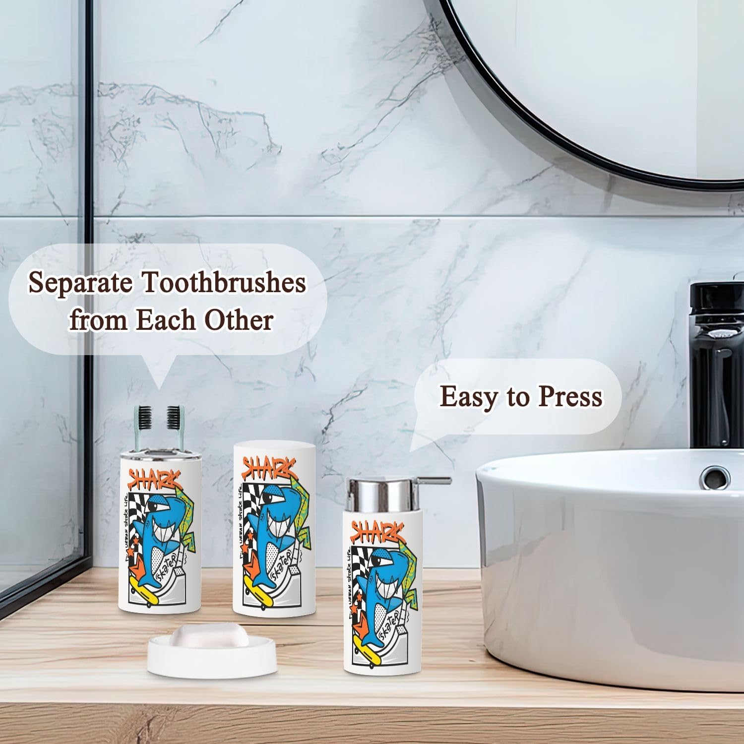 Sturdy Cartoon bathroom Accessories Set Durable Organization for Kids