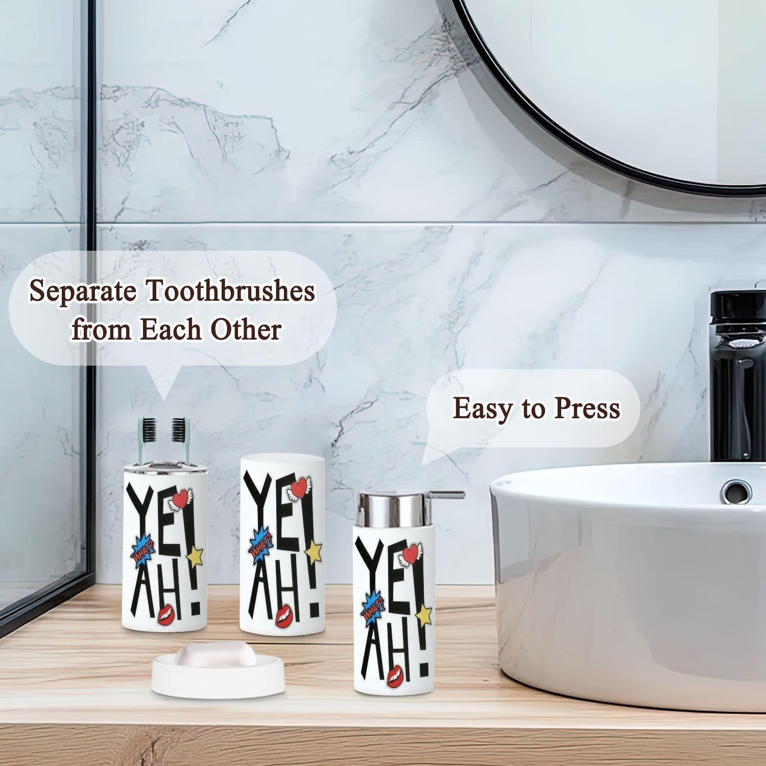 Bathroom Accessories Set - 6-Piece Essential Kit for Modern Home Use