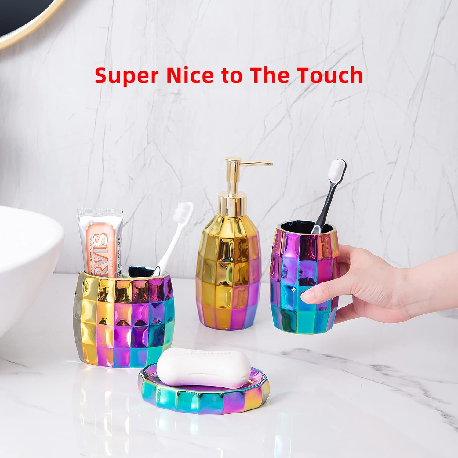 Rainbow Bathroom Accessory Set