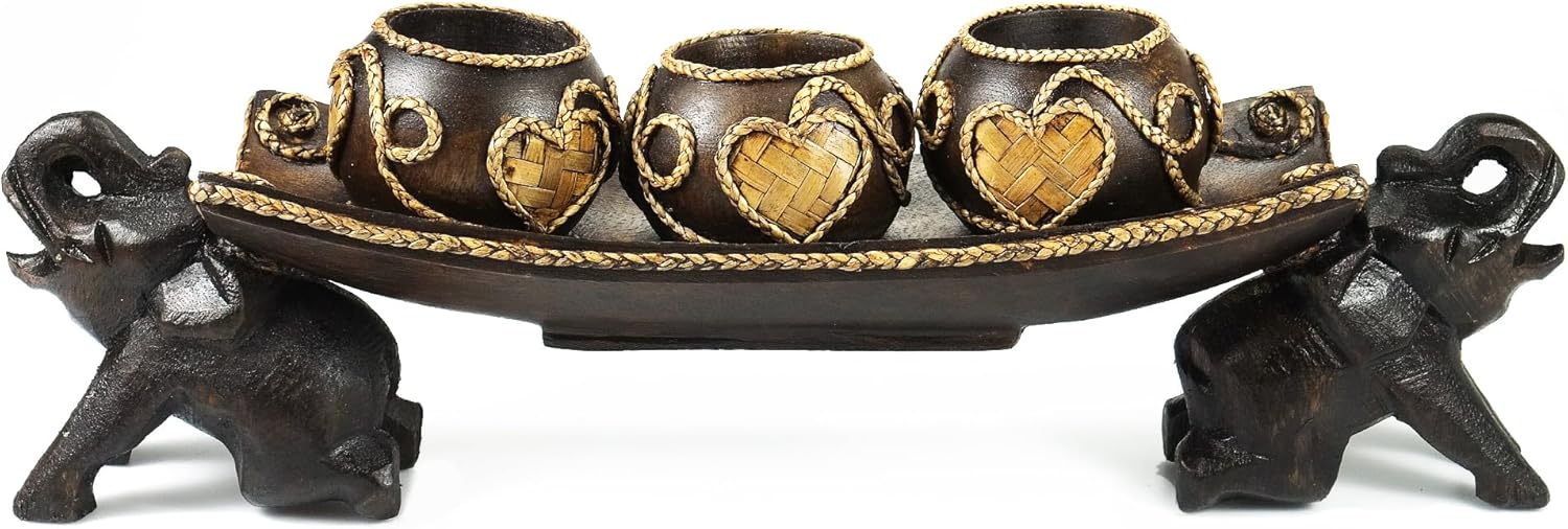 Thai Elephant Tray Candle Holder