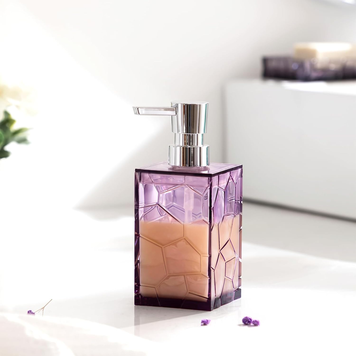 HBlife Bathroom Accessories Set with Lavender Purple Acrylic Containers