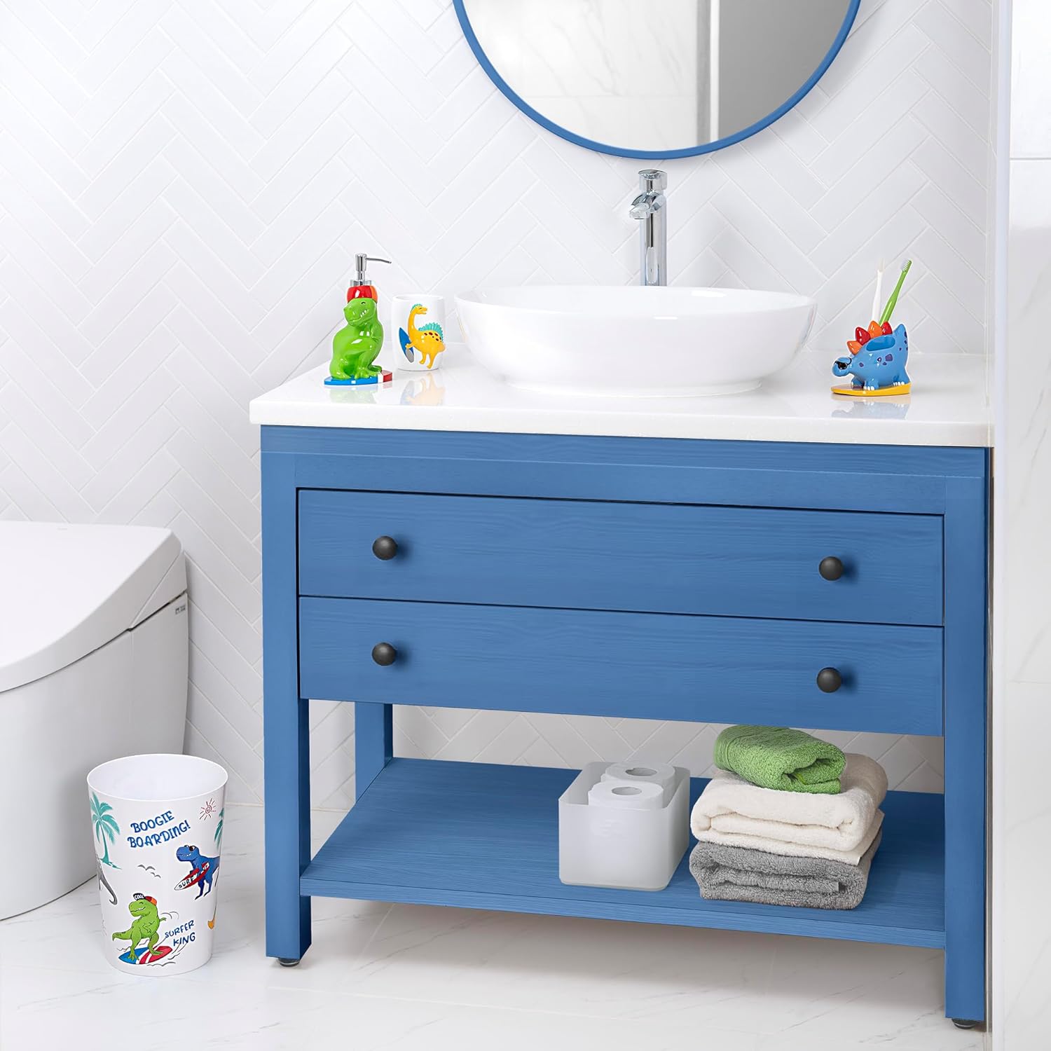 Surfin Dino 4-Piece Bathroom Accessory Set