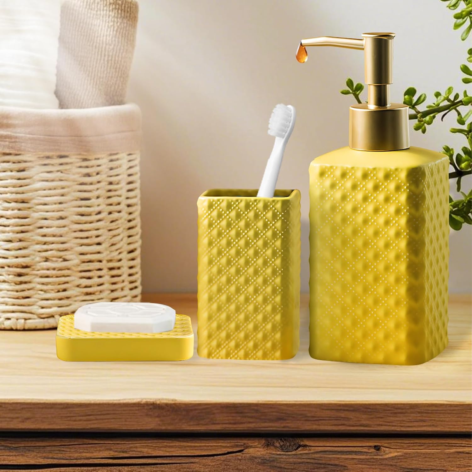 Elegant Yellow bathroom set for a clean and stylish look