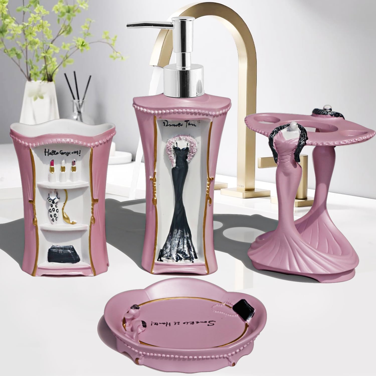 LUANT Pink Bathroom Set