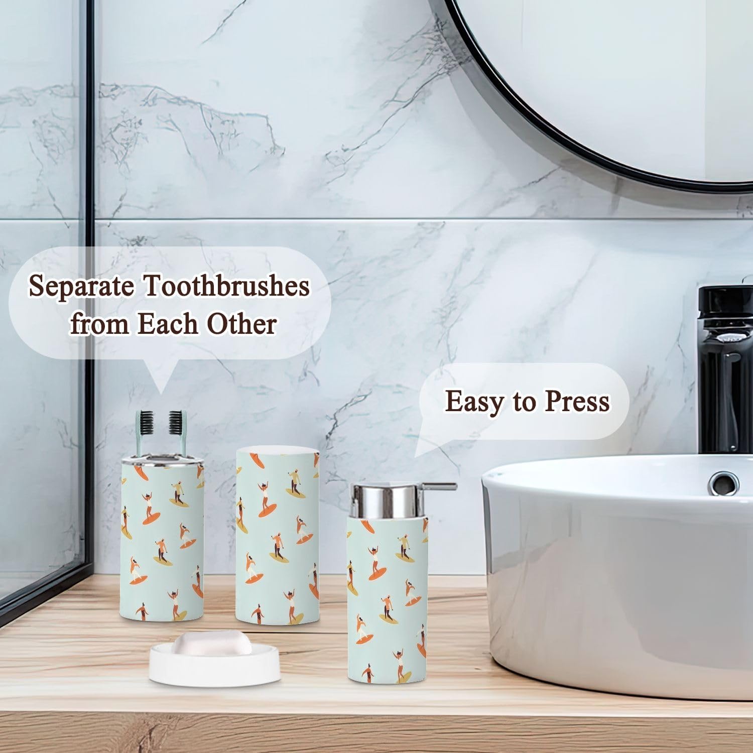 Surf Girl Bathroom Accessories Set 6 Pcs