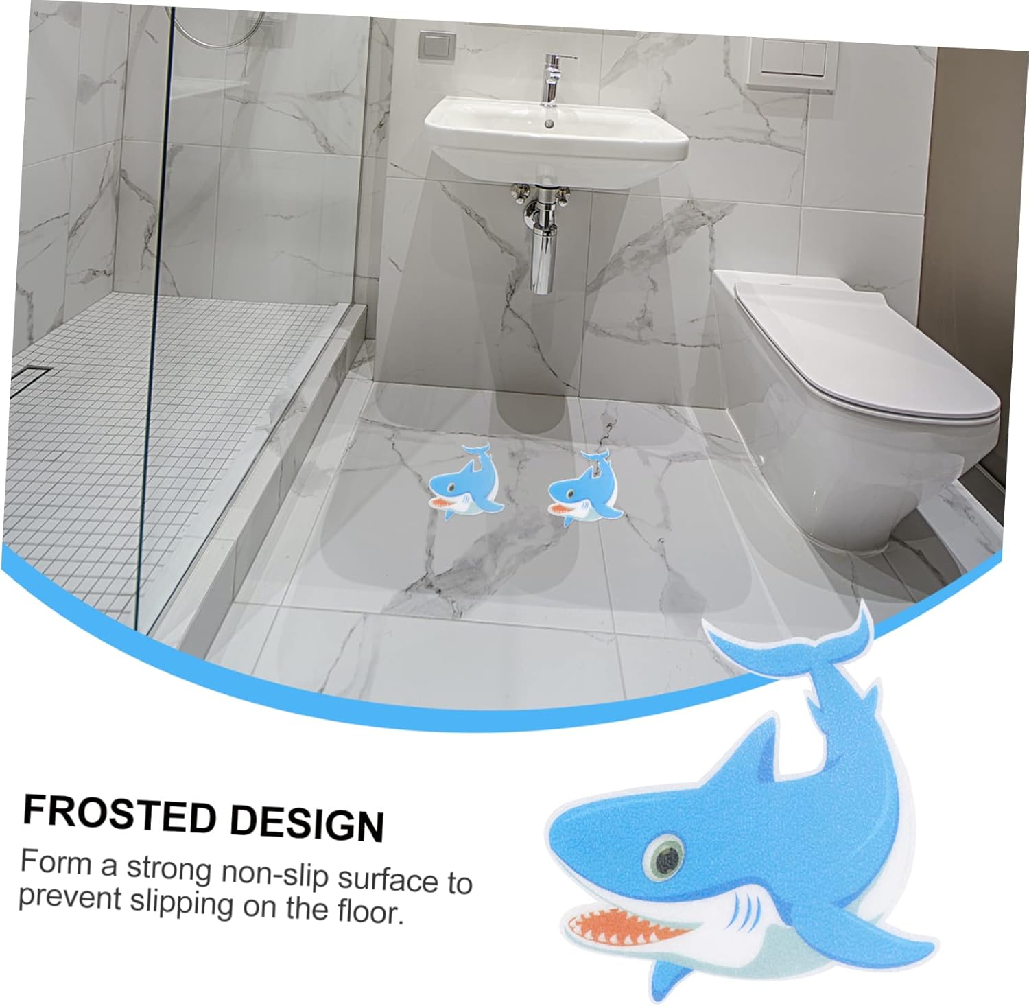 LIFKICH Shark Shape Adhesive Bathroom Sticker Set