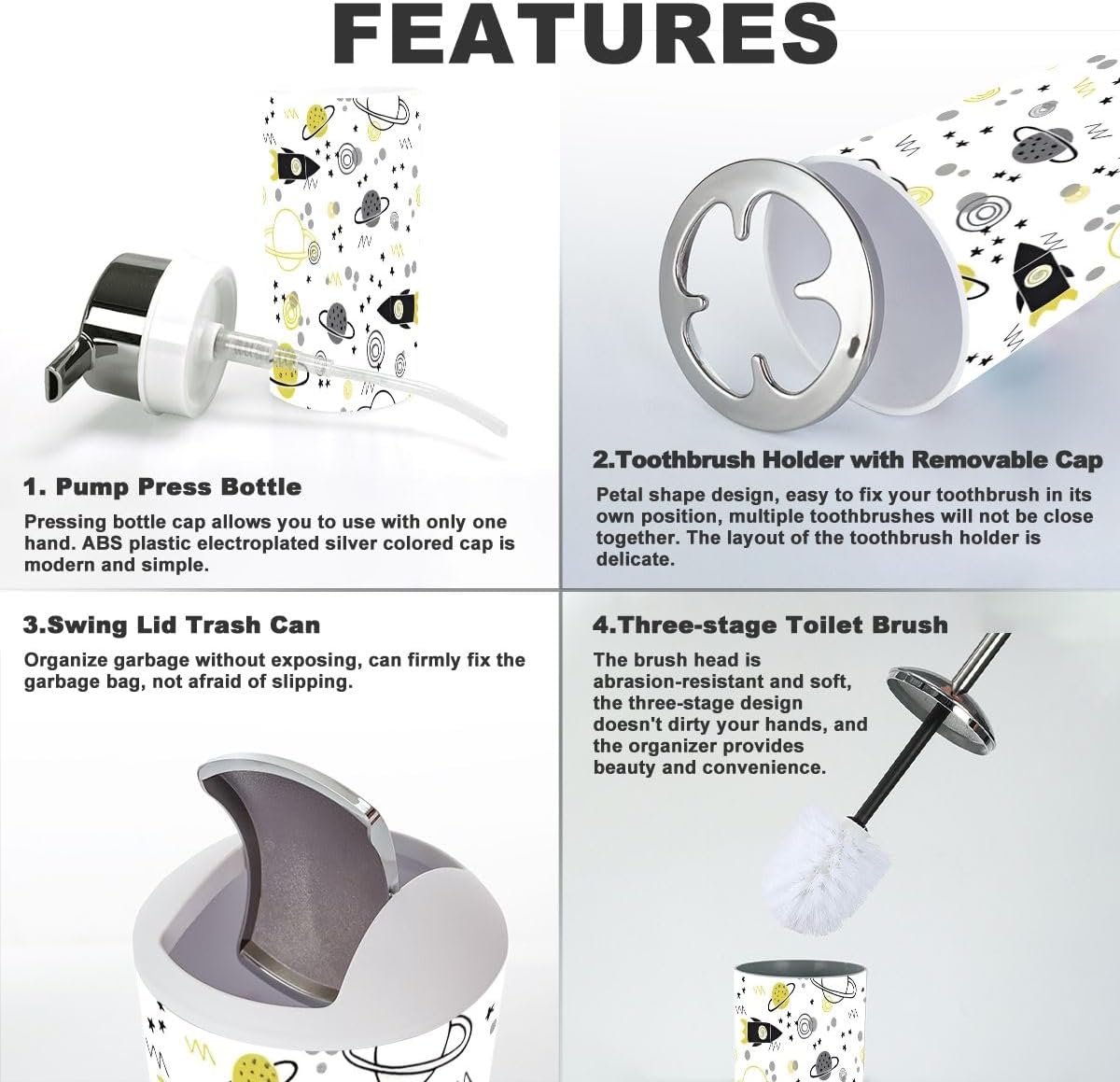 Trendy Kids Bathroom Accessories Set for Space Lovers