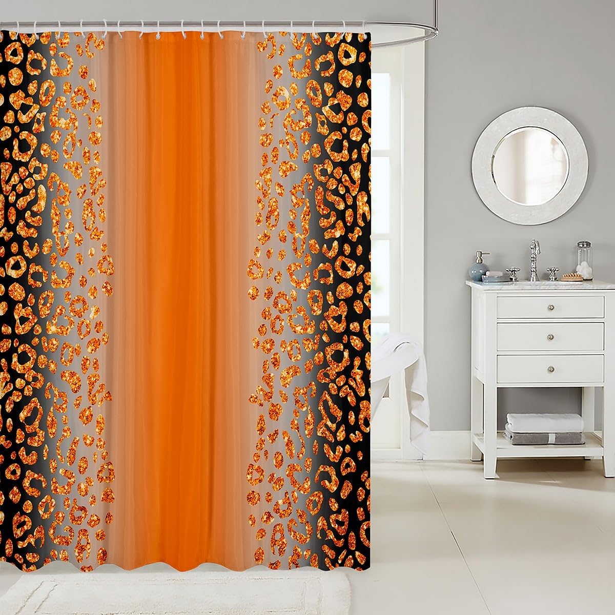 Jeffeloiu 72x72 Glitter Leopard Print Shower Curtain for Kids