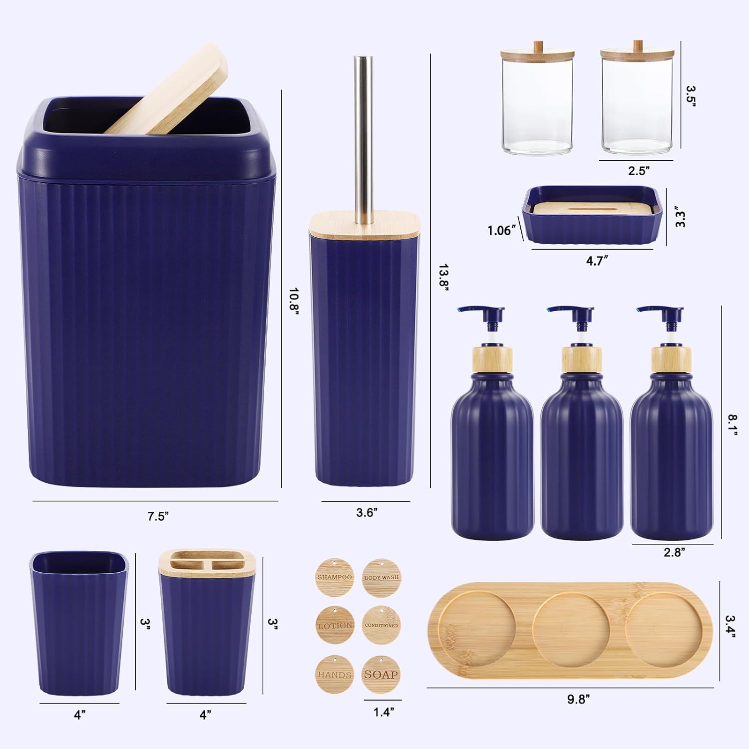 XLHOMO Navy Blue Bathroom Accessories Set 17PCS for Home Use