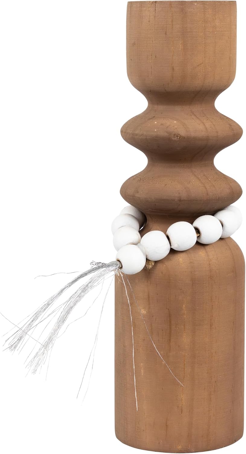 Beautiful Brown Wooden Tealight Holder with Tassel
