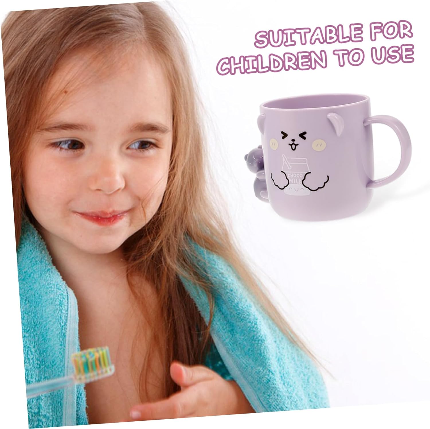 2Pcs Cute Plastic Cups for Boys - Toothbrush Holder Bear Design