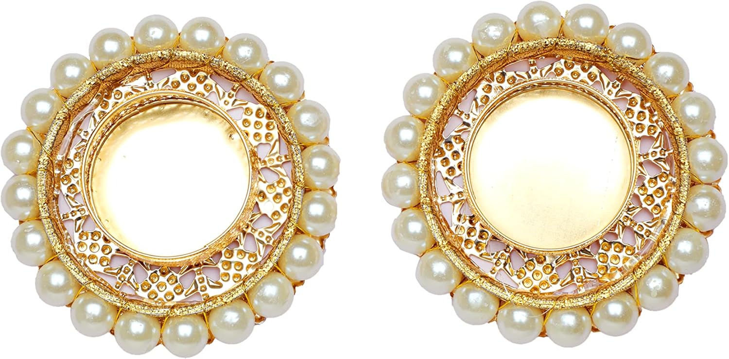 4-Piece Pearl Moti Design White Candle Holder Set