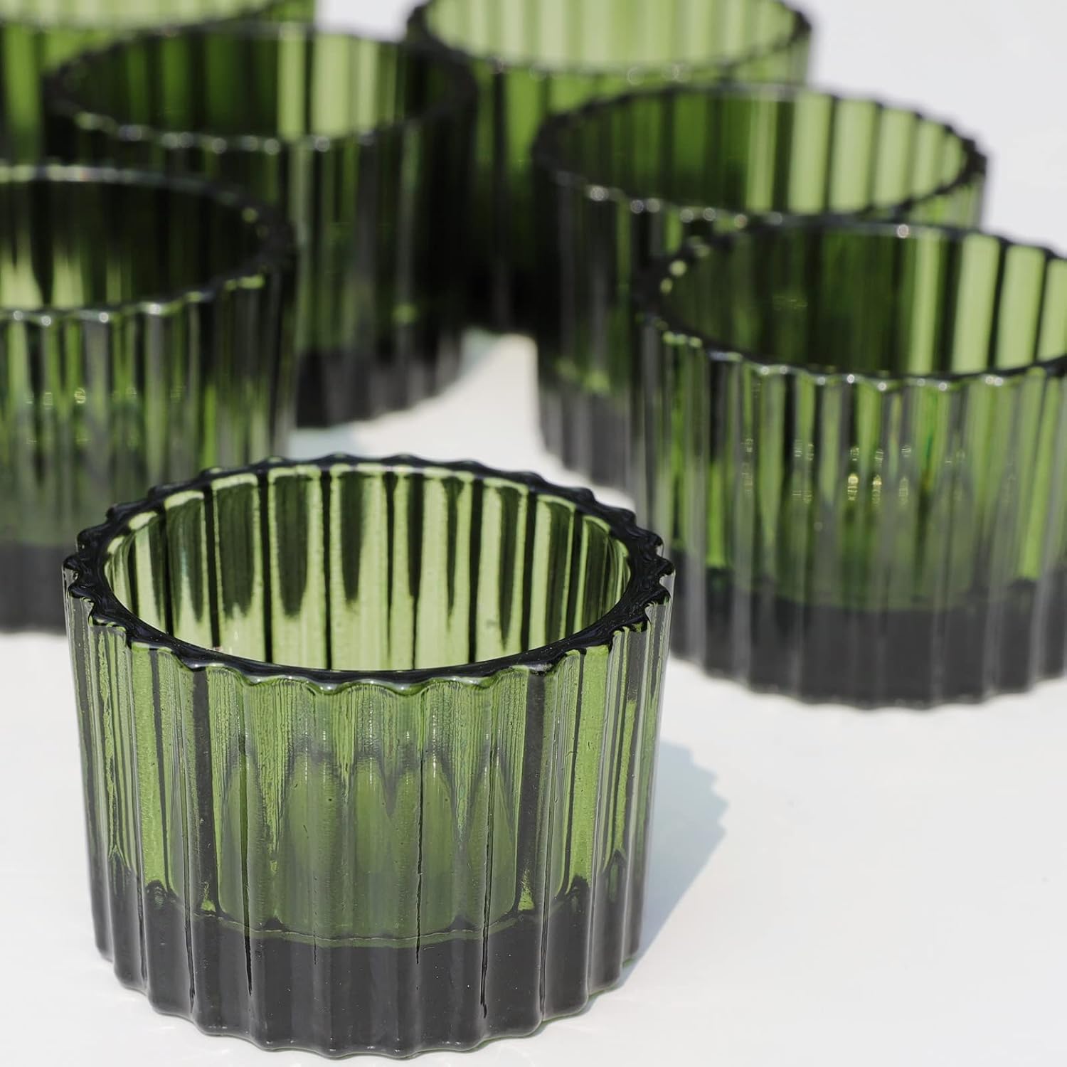 Green Tealight Candle Holder Set of 12 2x14