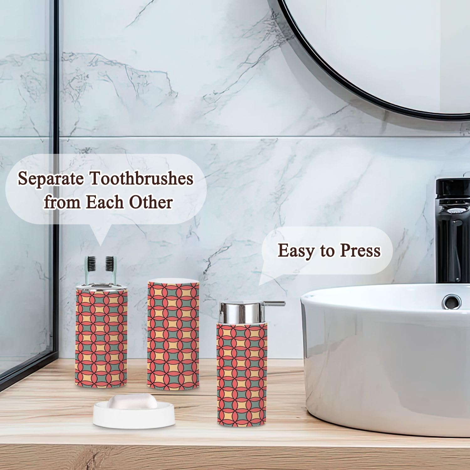 6-Piece Retro Bathroom Accessories Set