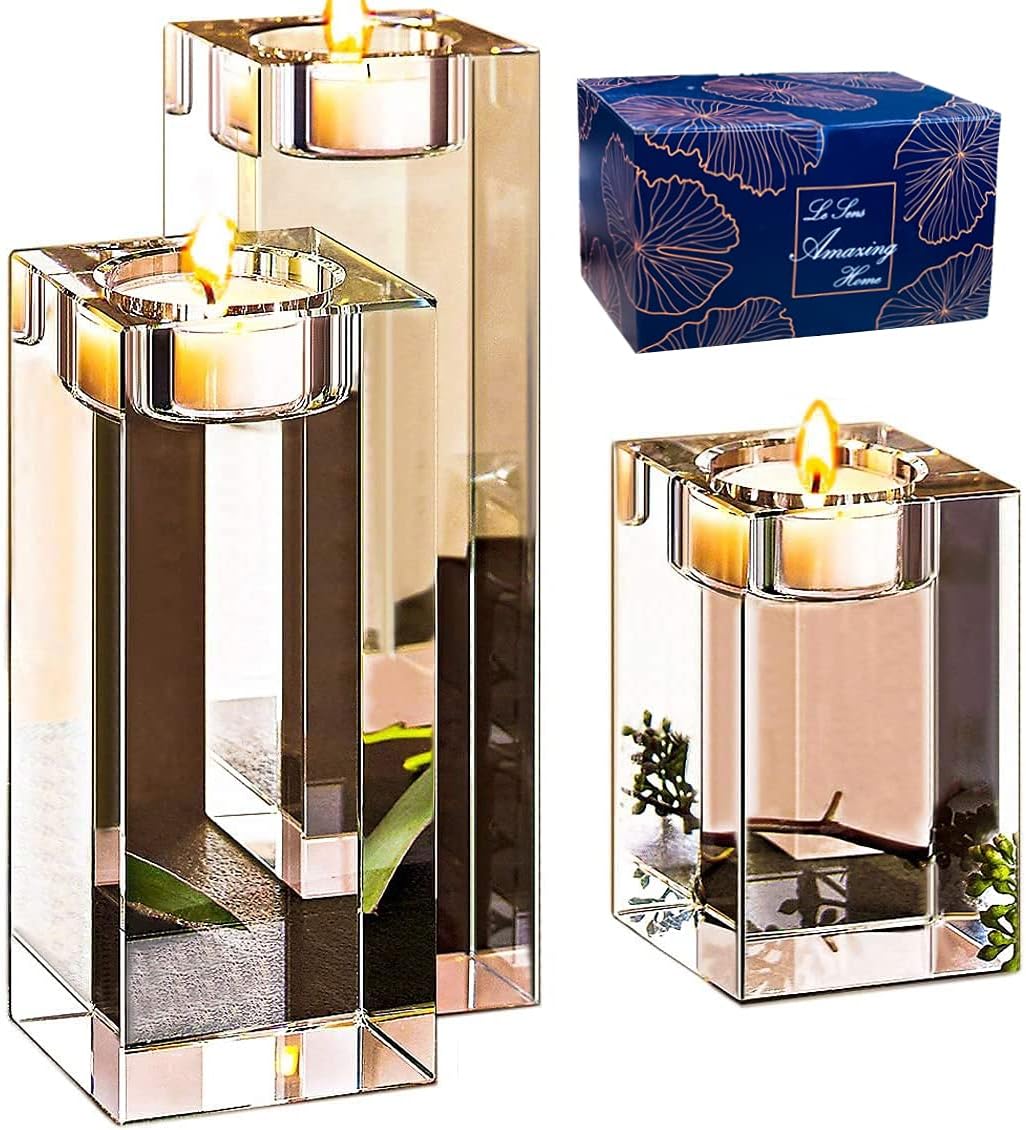 Stylish Crystal Candle Holders Set for Your Home or Wedding