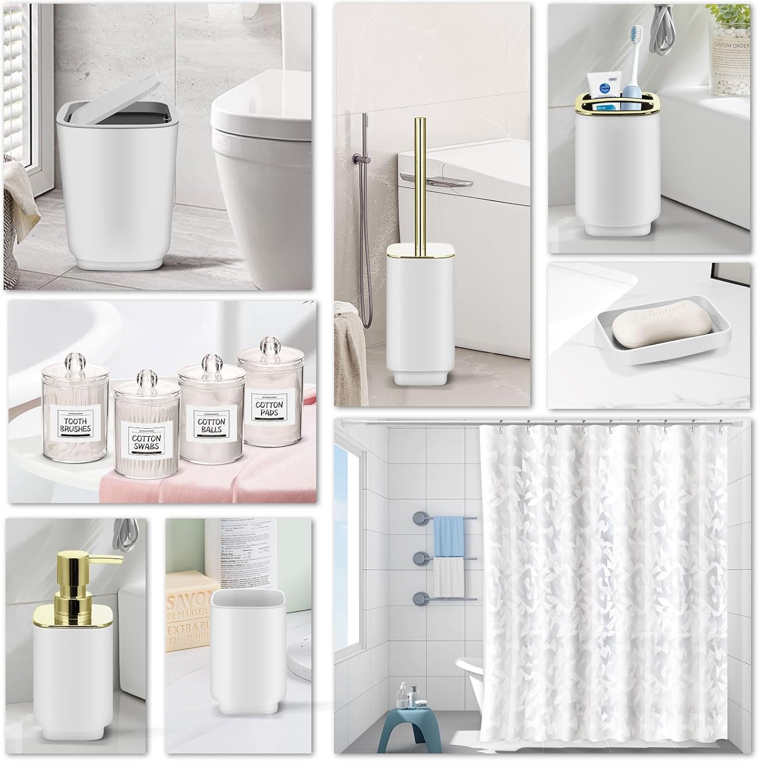 IMAVO 11 Piece White Bathroom Accessory Set