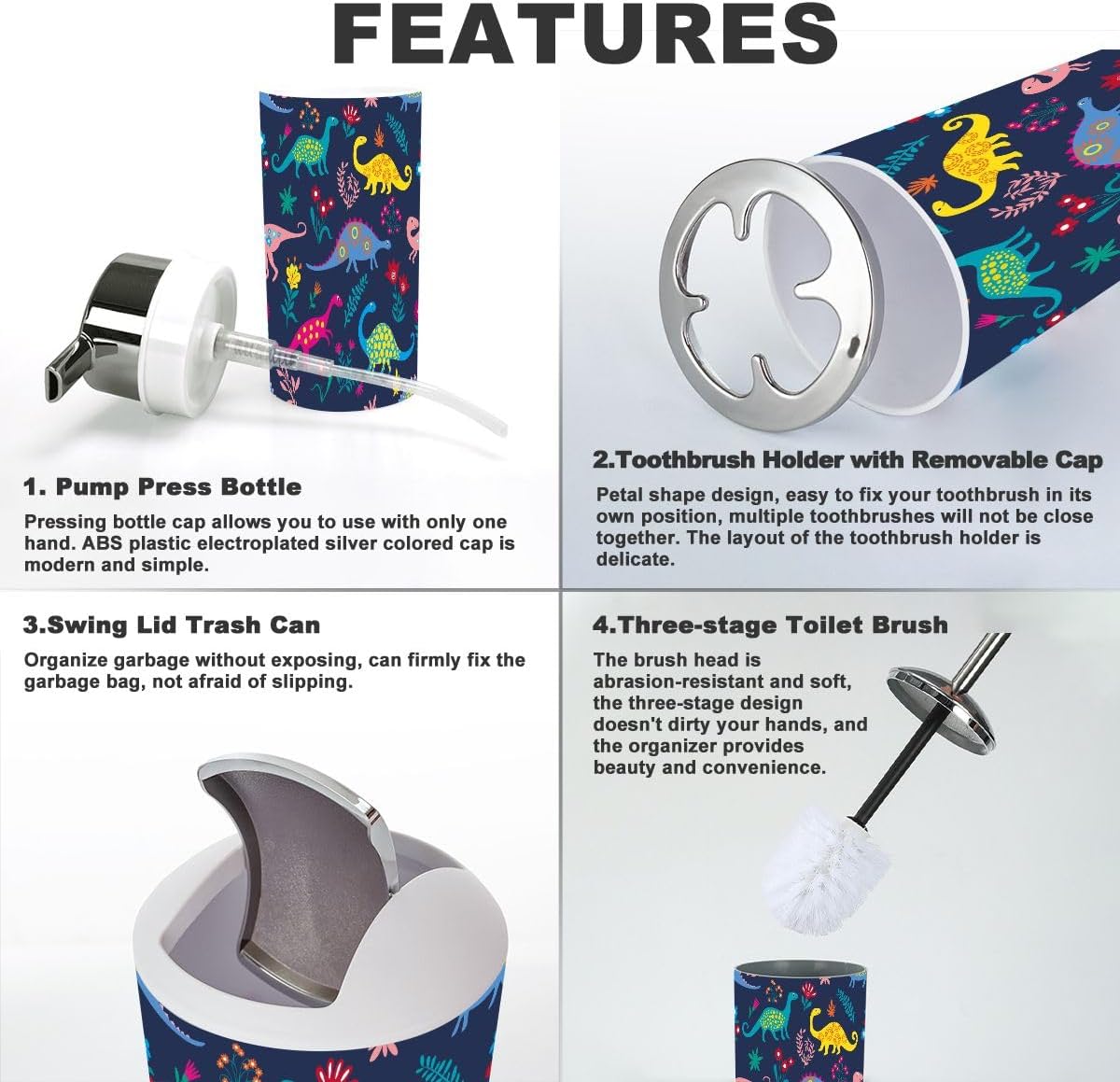 Bathroom Accessories Set Dinosaur Rocks Kids Style