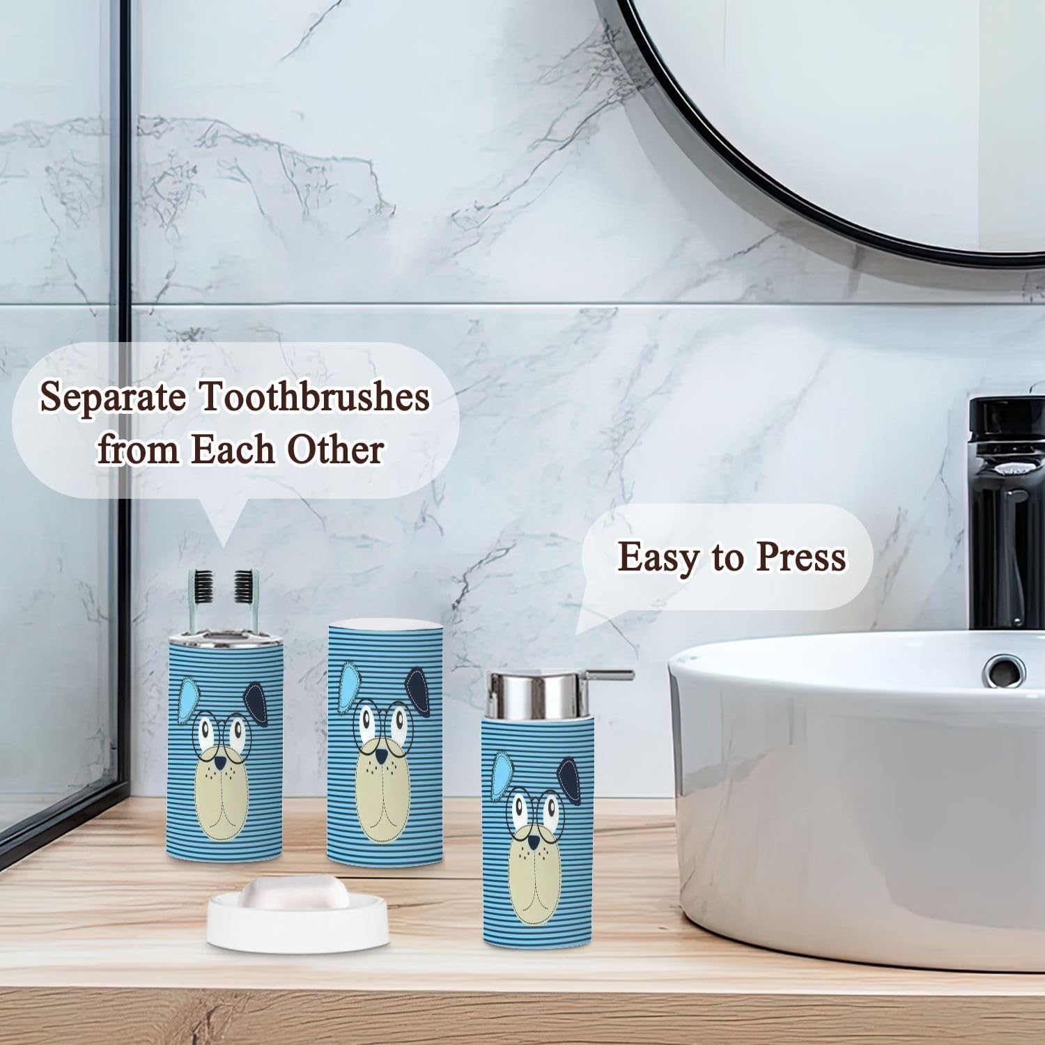 Cute Dog Head Bathroom Accessories Set for Kids