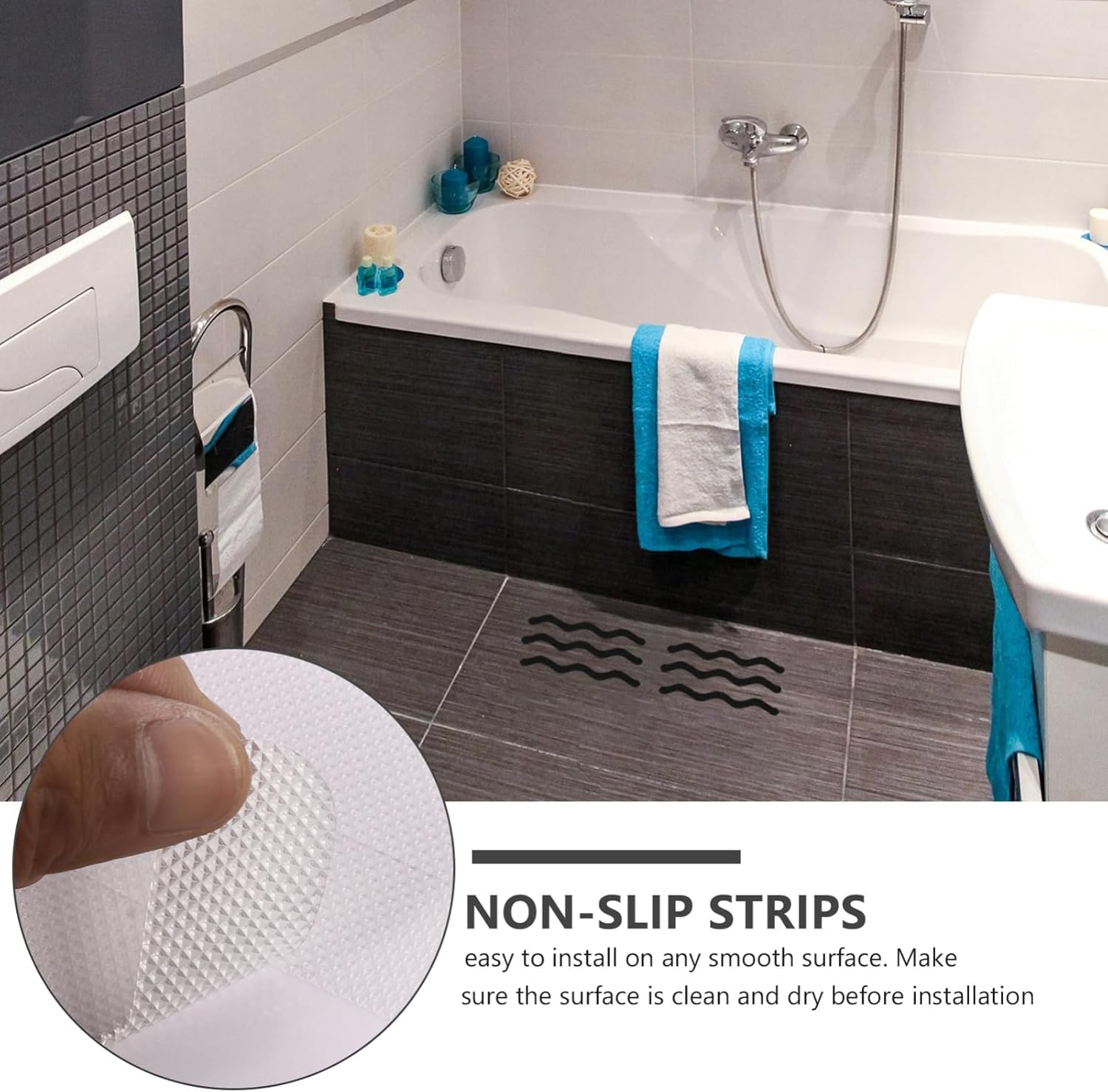WOONEKY 24PCS Non-Slip Bath Stickers Set