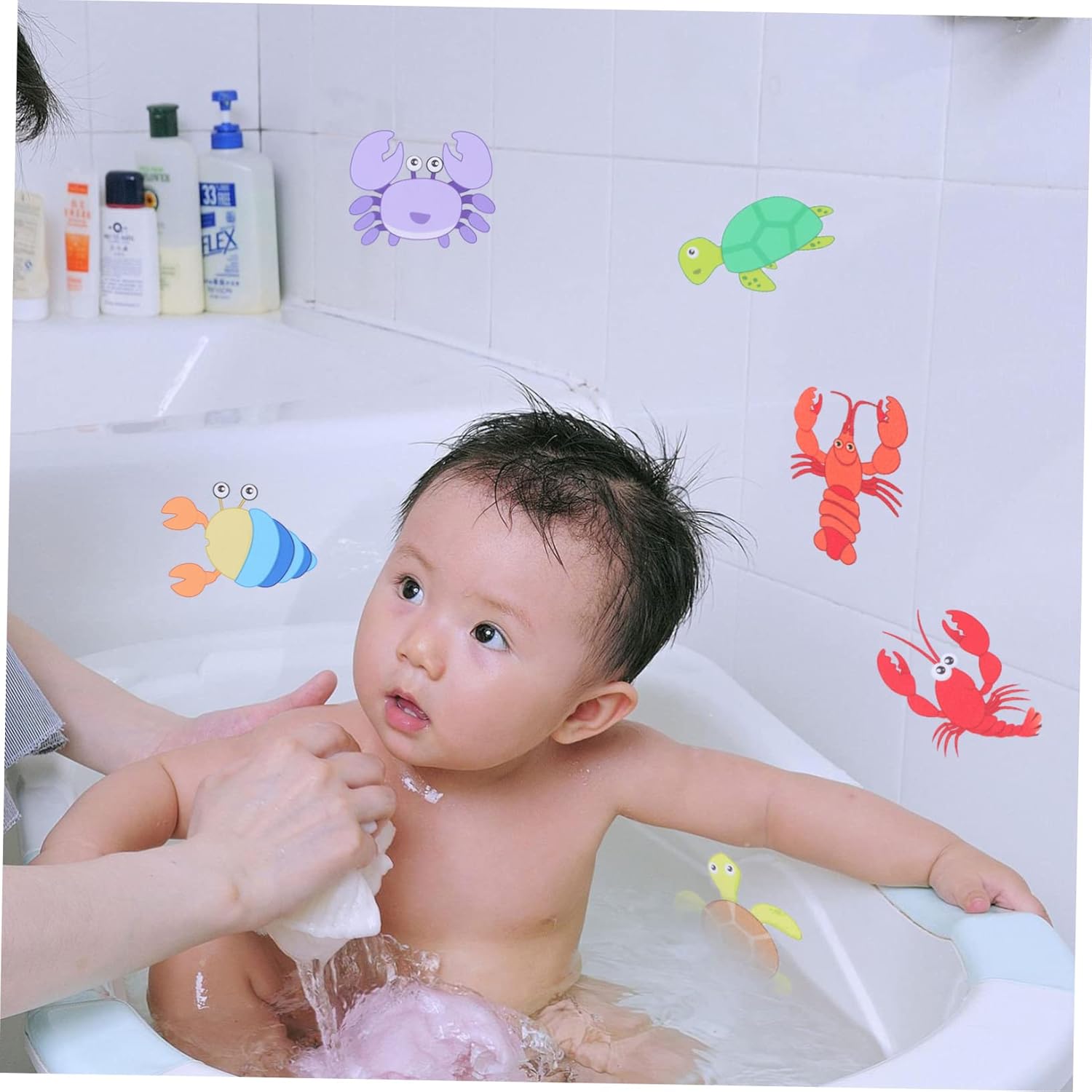 Zerodeko 10pcs Cartoon Non-Slip Shower Stickers for Bathroom